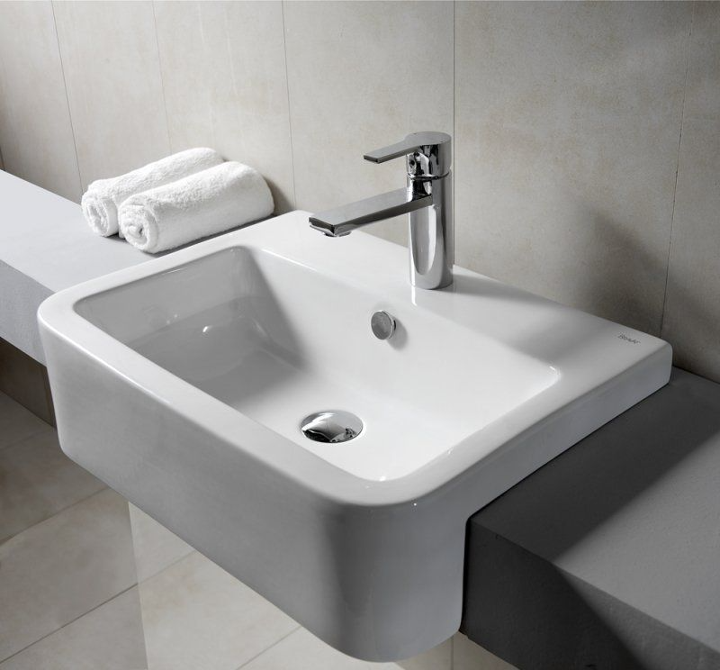 Полувстраиваемый умывальник Bravat 58x42, C22149W-1