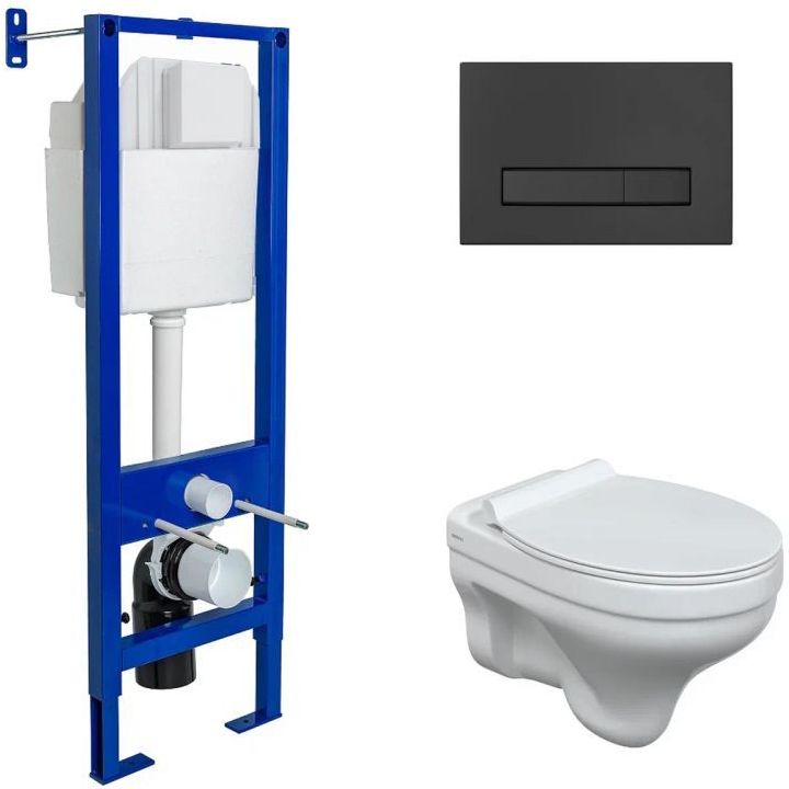 Комплект Berges Atom Line, кнопка Soft Touch черный, унитаз Albit S, сиденье Top Slim, 042442