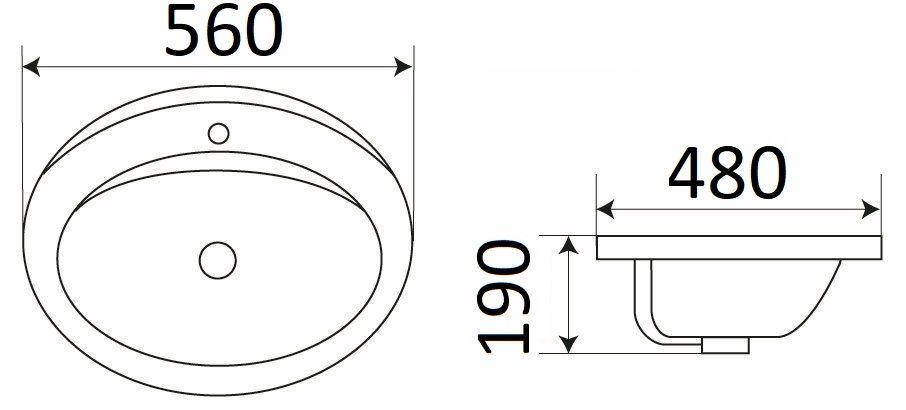 Раковина для ванной Ceramalux 56x46, 9413
