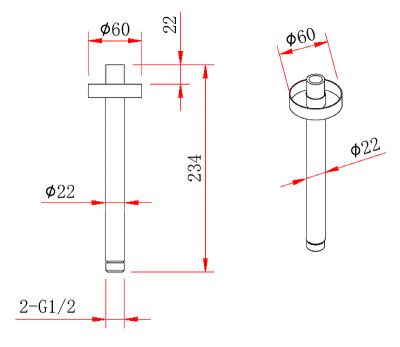 Держатель верхнего душа потолочный Berges Ventas R Black, 074014