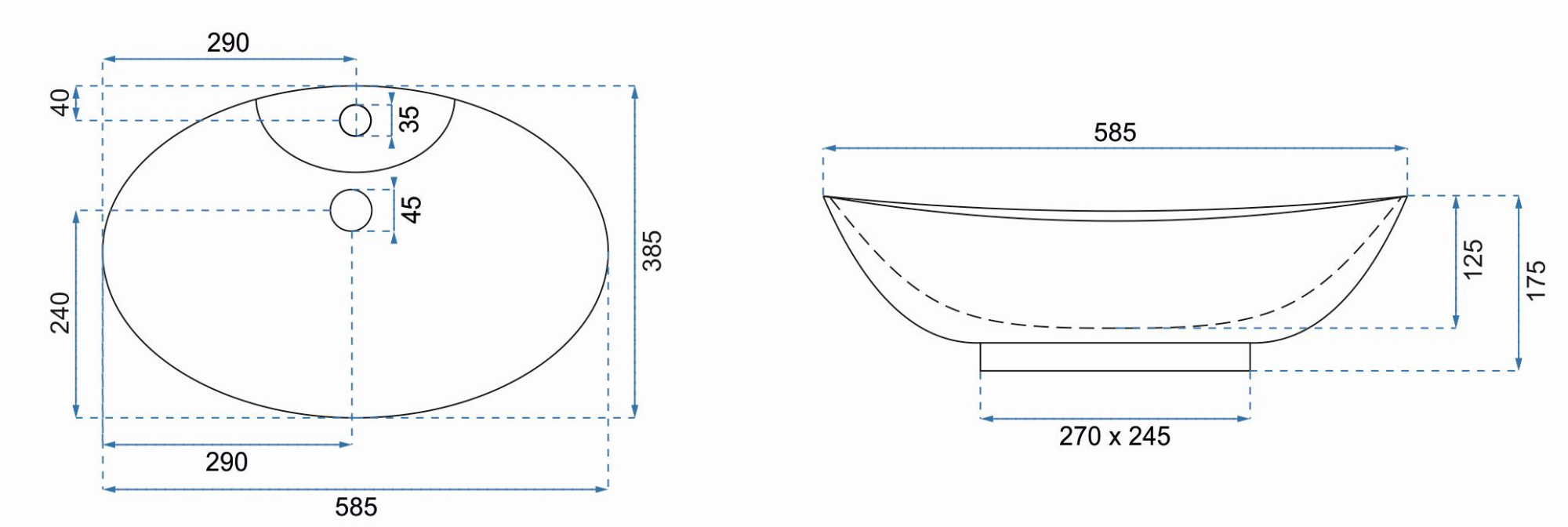 Умывальник Rea Rosa 2 58.5x38.5, REA-U0160