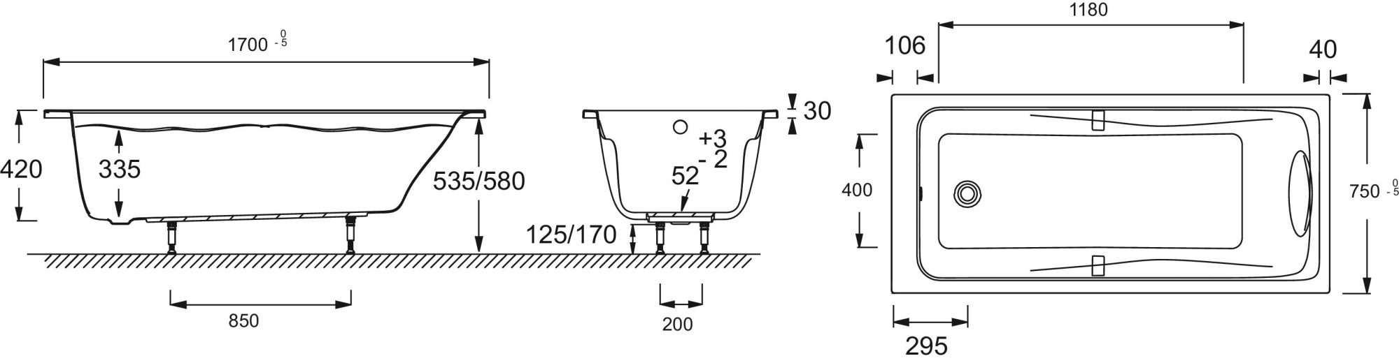 Ванна прямоугольная Jacob Delafon Odeon Up 170x75, E60491RU-00