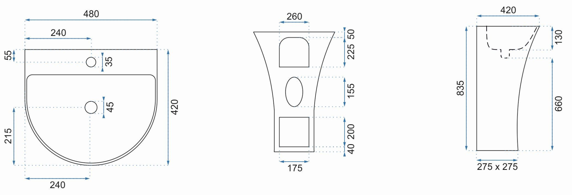 Умывальник Rea Rita Slim 48x42, REA-U9901