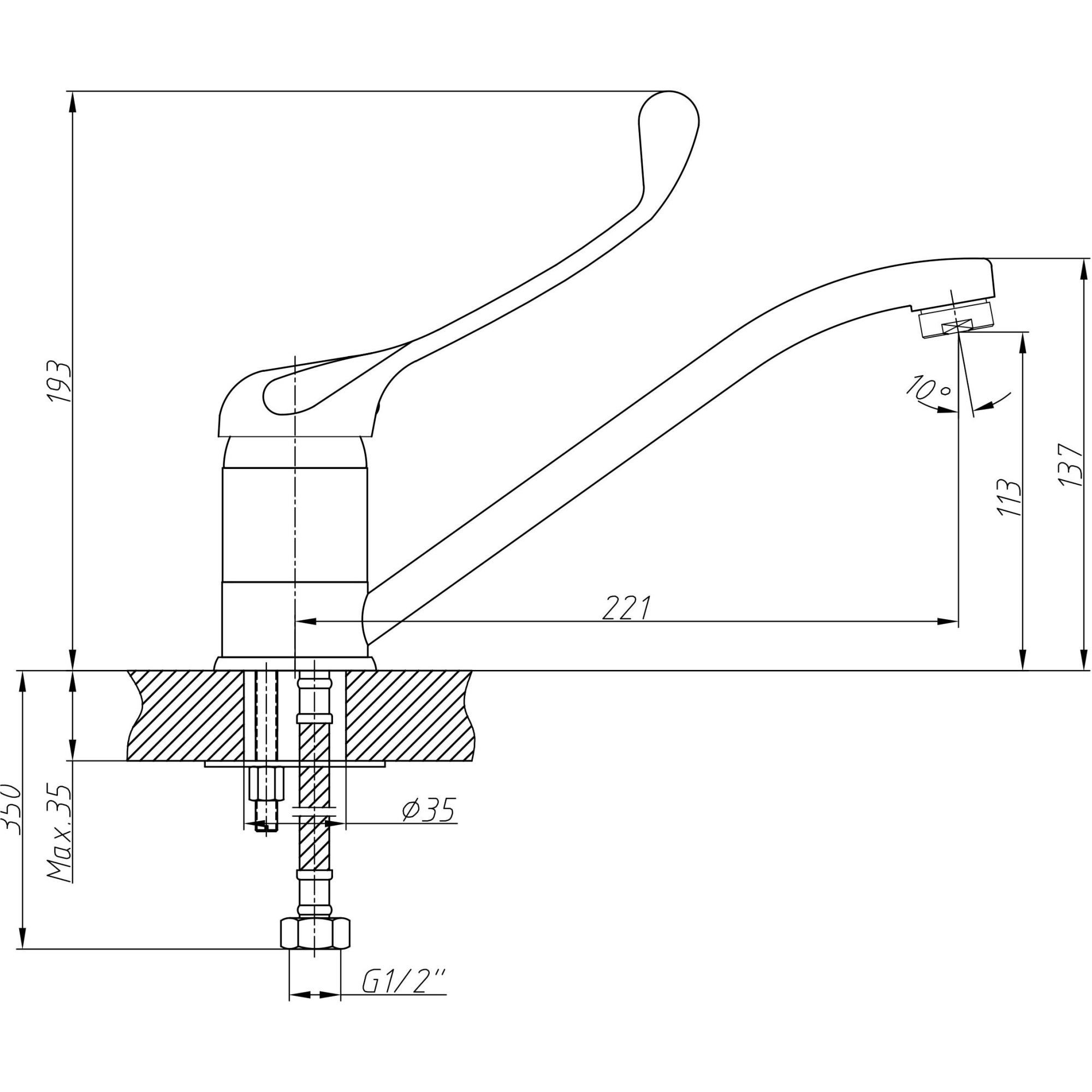 Хирургический смеситель для кухни Haiba HB4254