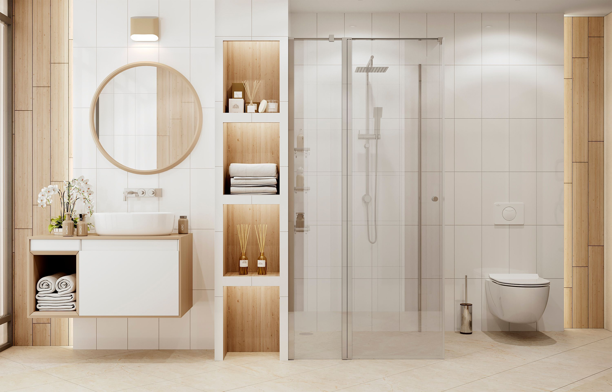 Квадратное душевое ограждение с распашной дверью и неподвижной частью Ambassador Nord