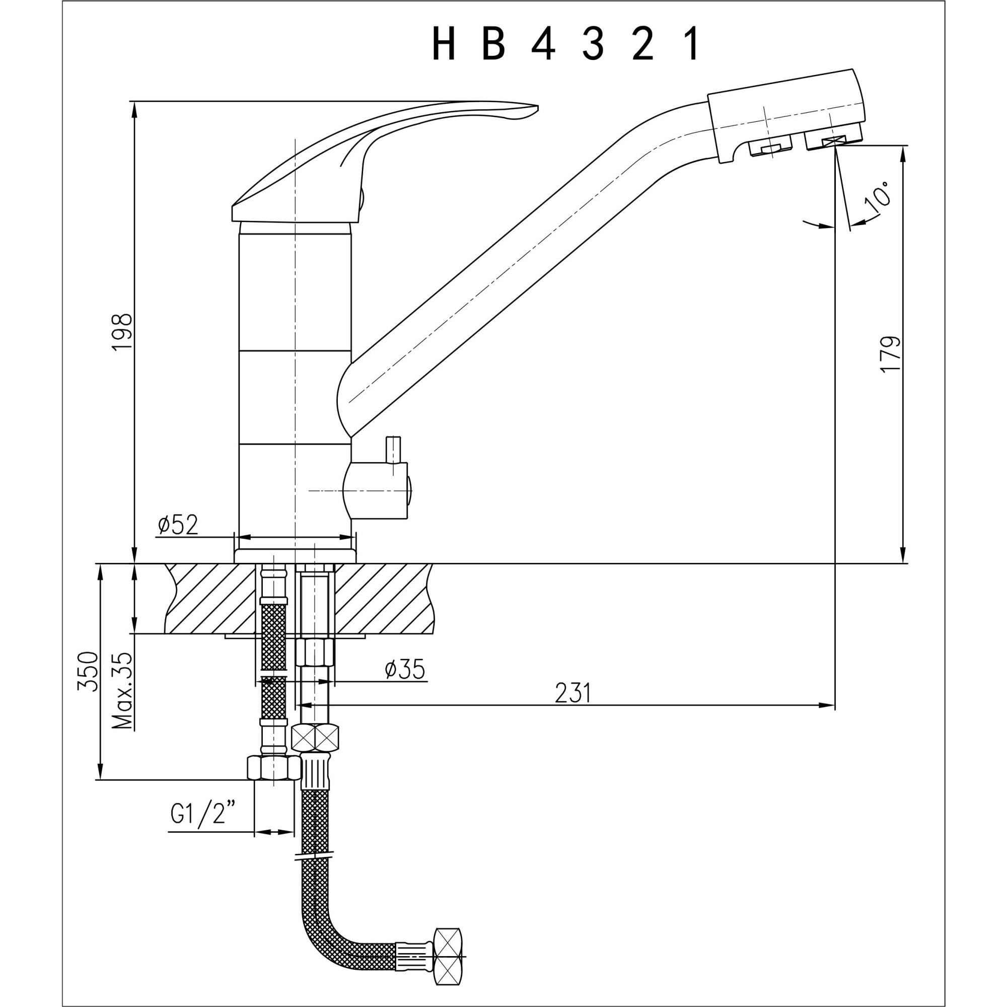 Кухонный настенный смеситель  Haiba HB4319
