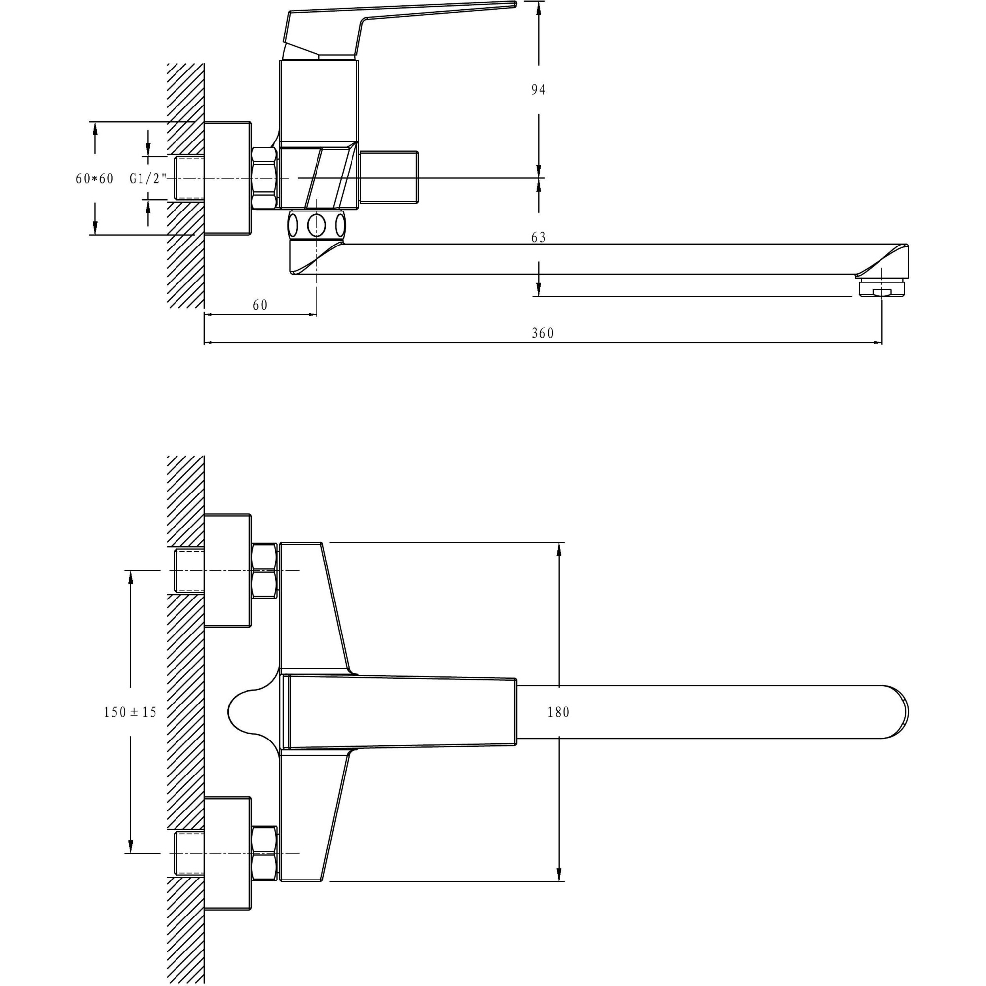 Смеситель для ванны с длинным изливом Haiba HB22191