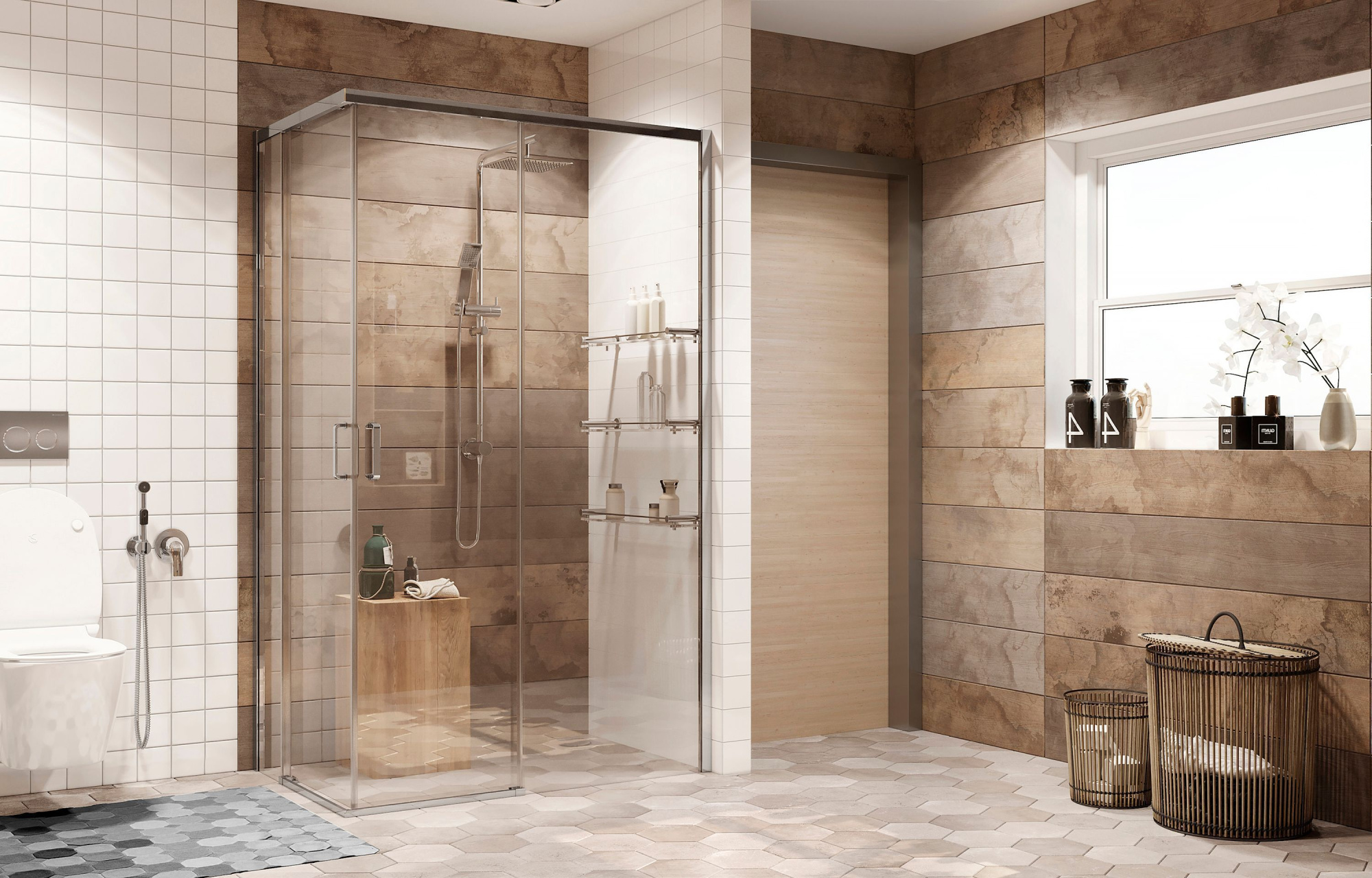 Прямоугольное душевое ограждение Ambassadro Queen 11011106R