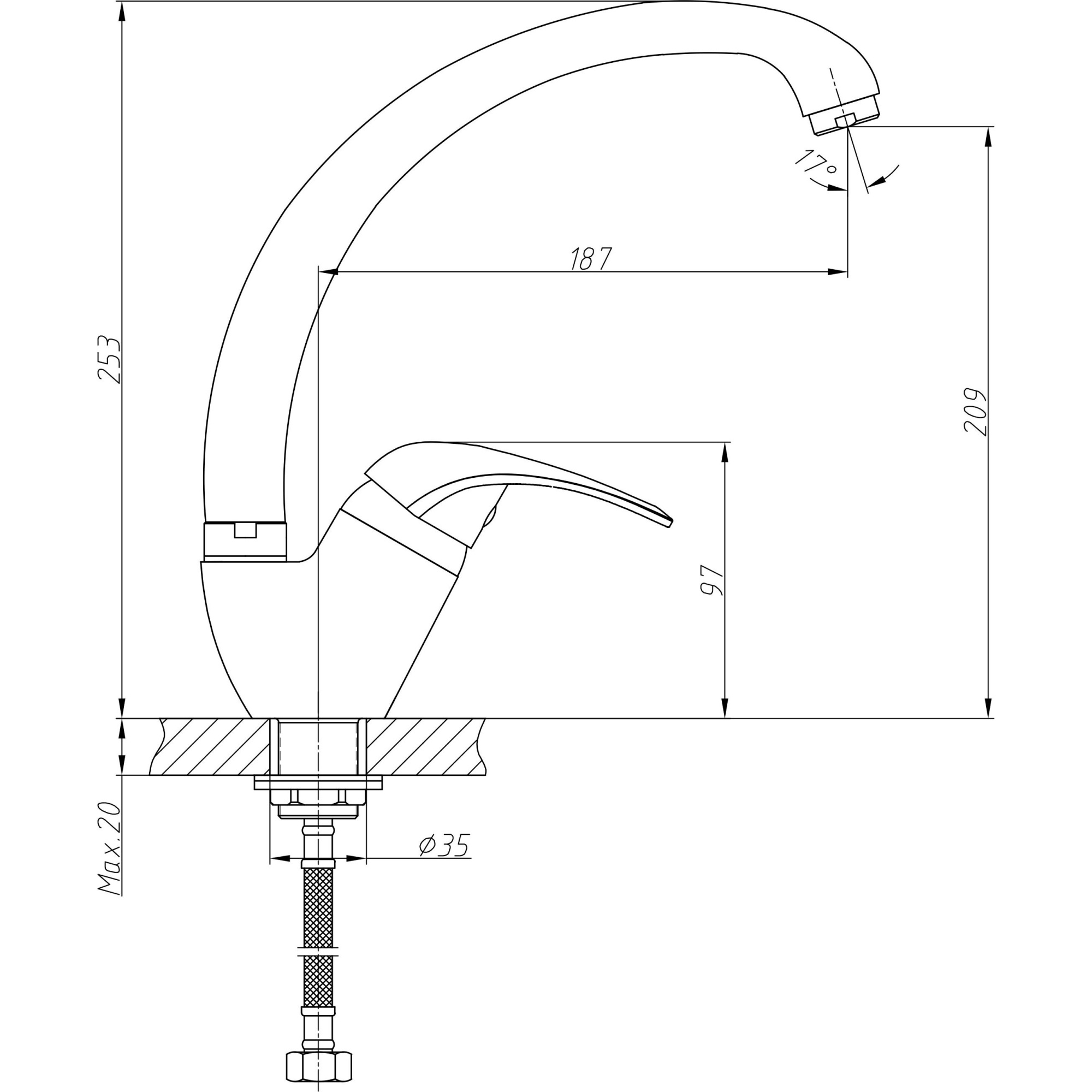 Смеситель для кухни Haiba HB4103-2