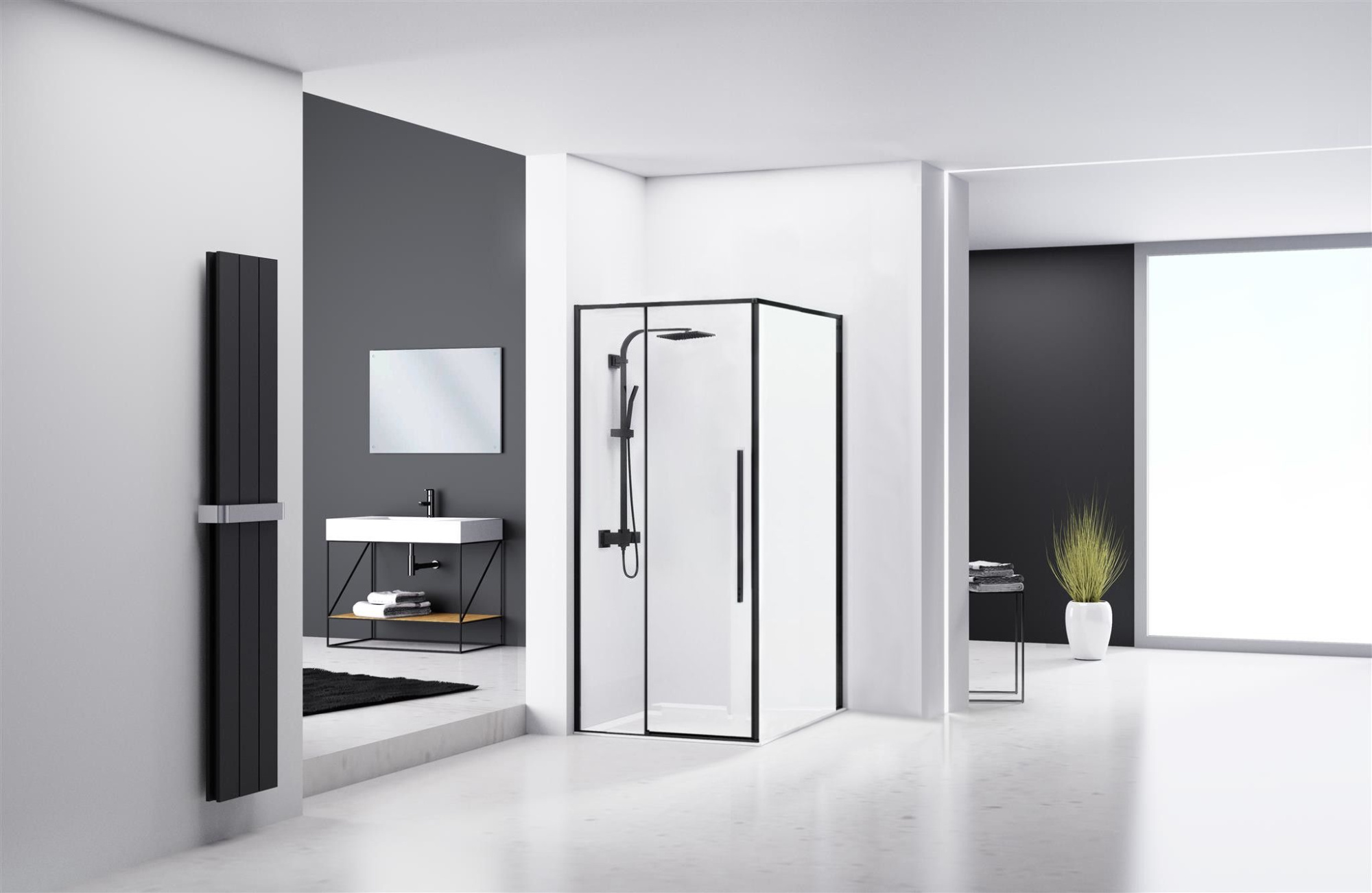 Душевой уголок Rea Solar Black L/R 90x90, REA-K6412