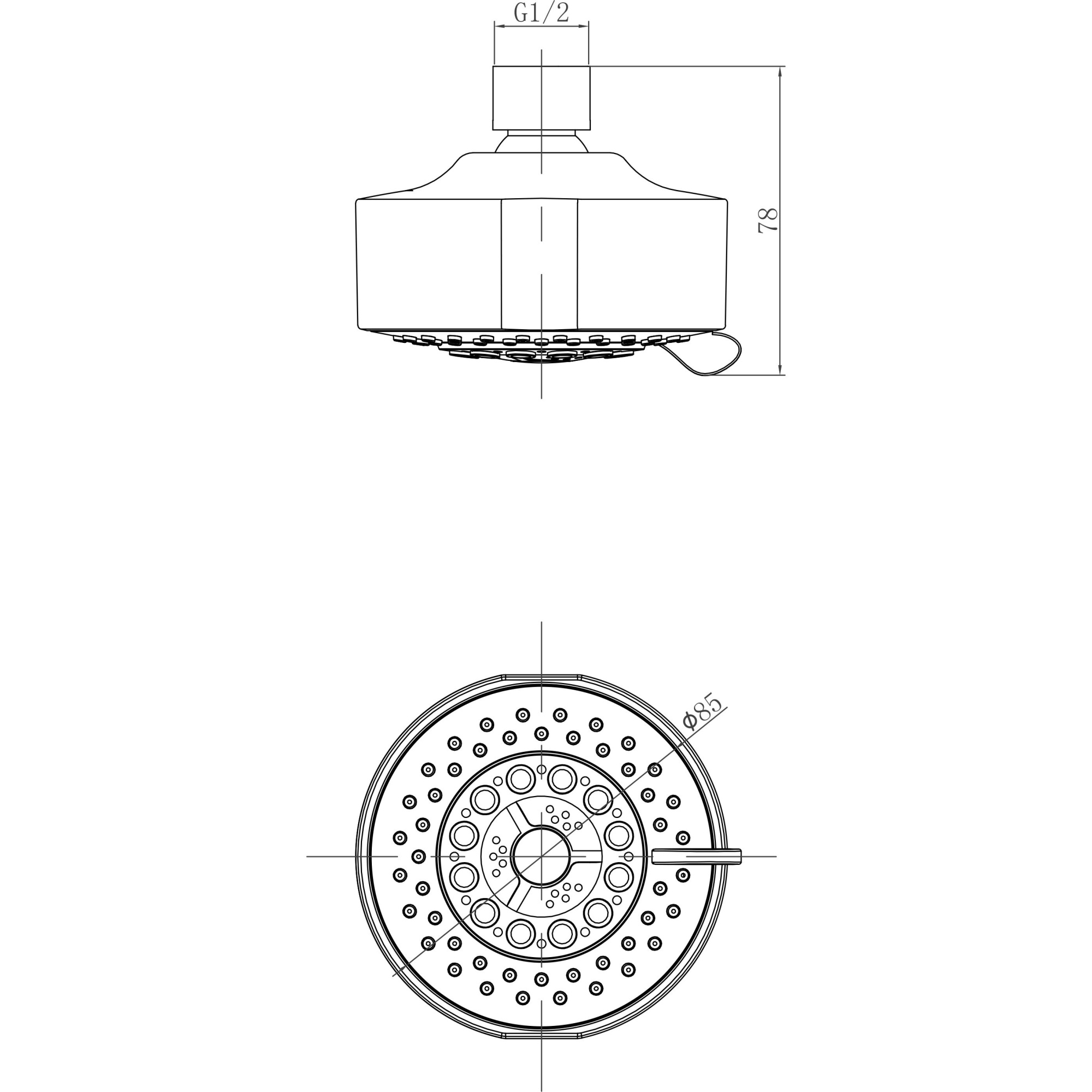 Лейка душевая верхняя круглая 5-функциональная d 85 мм Lemark, LM8041C
