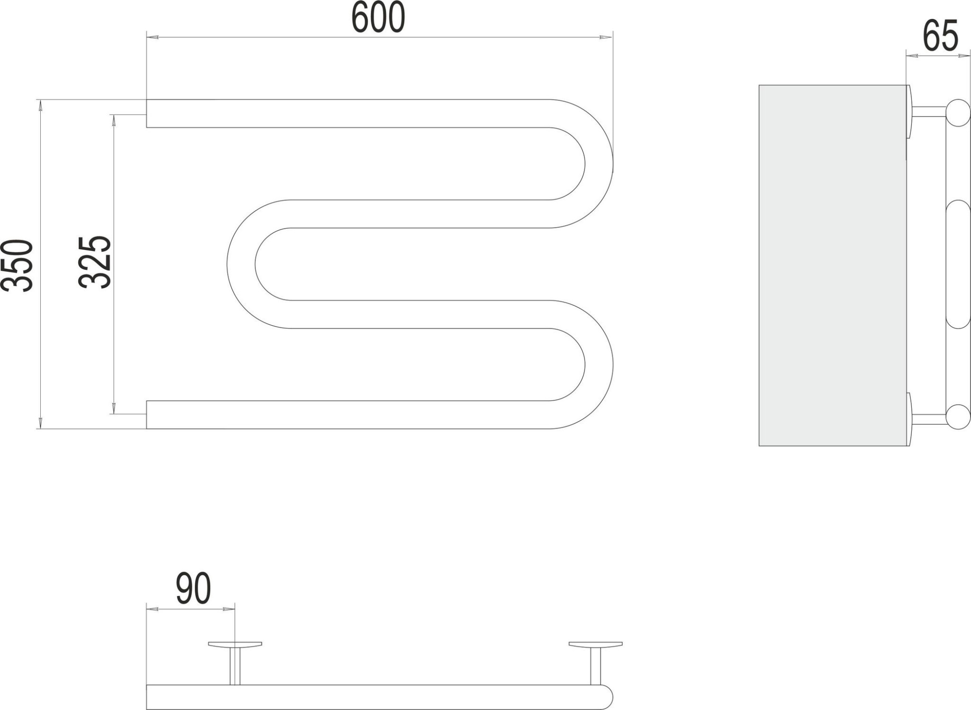 Электрический полотенцесушитель Terminus М-образный 60x35