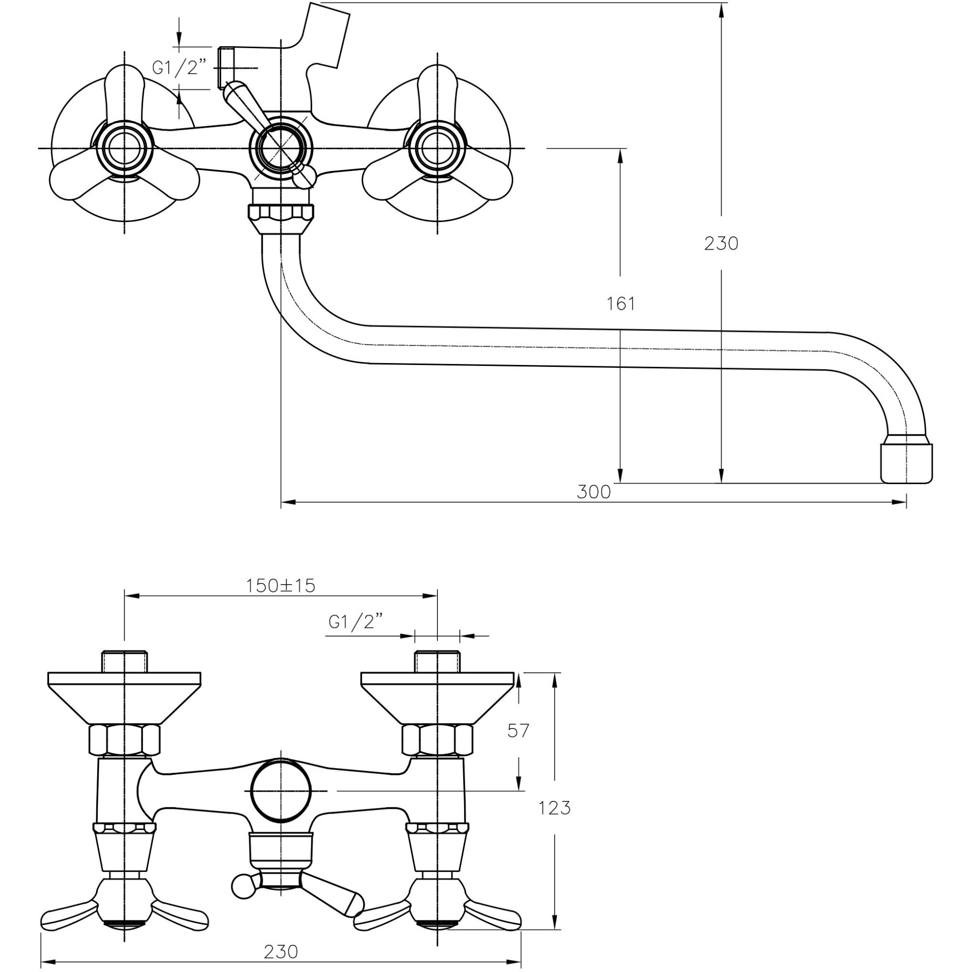 Смеситель для ванны с длинным изливом Haiba HB2212