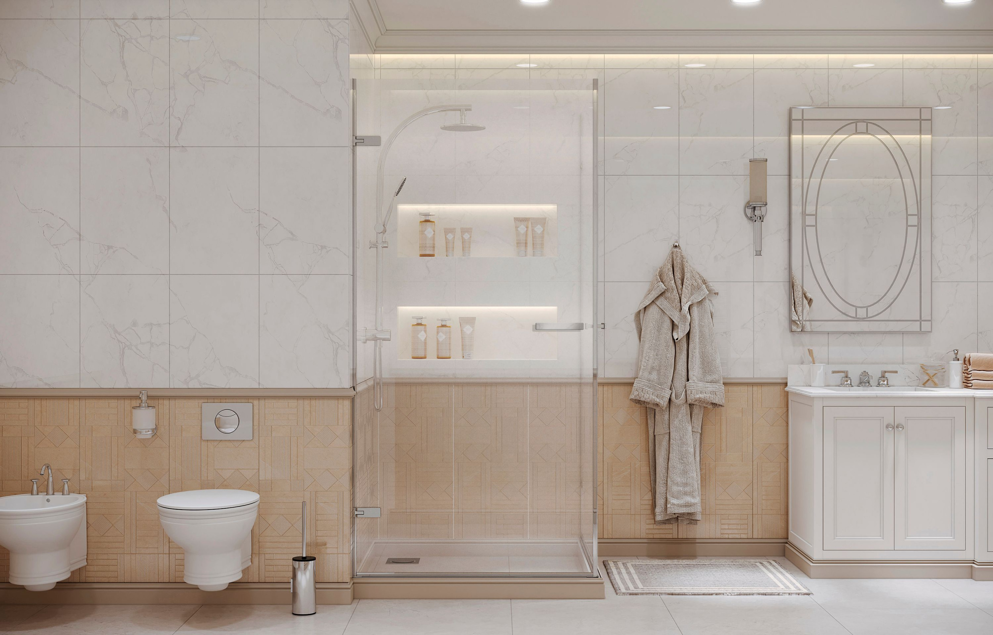 Квадратное душевое ограждение с двумя дверями Ambassador Amber