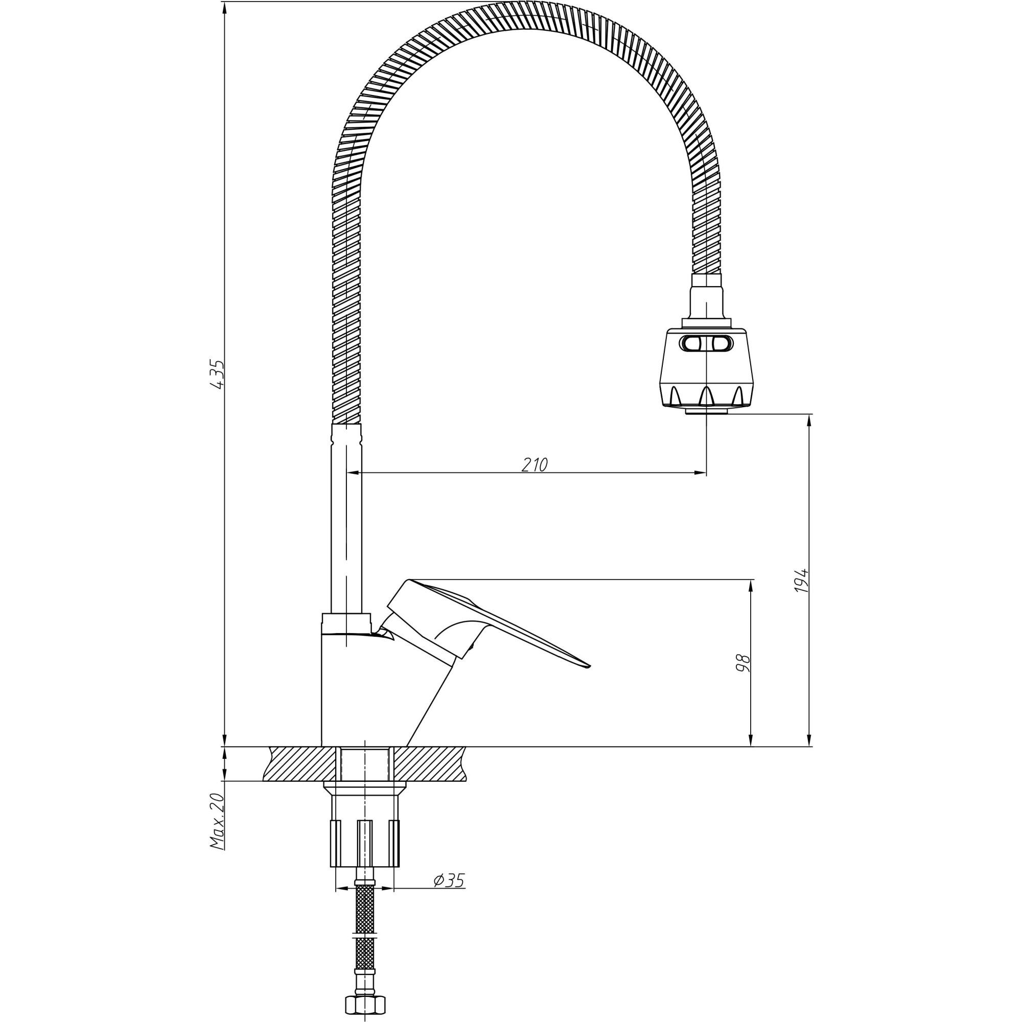 Смеситель для кухни с лейкой (2 режима) Haiba HB4304-3