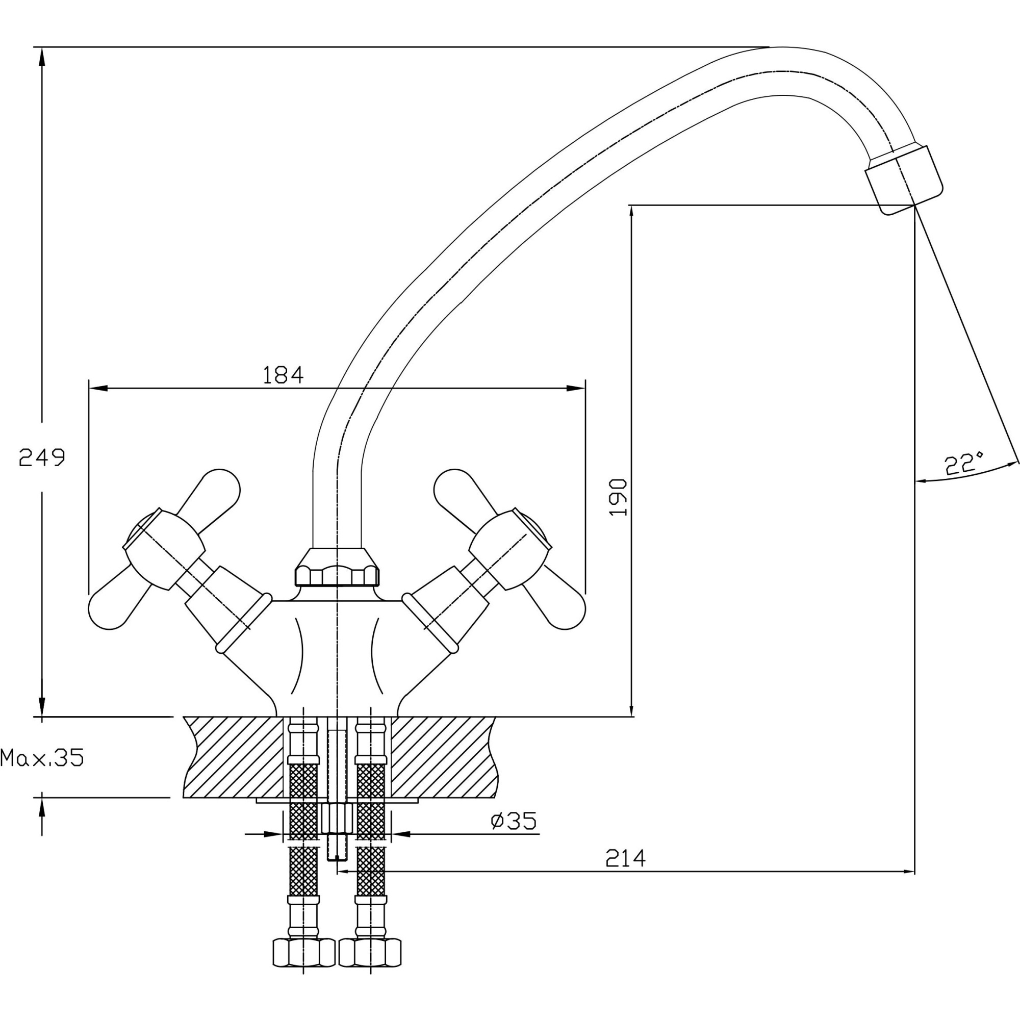 Смеситель для кухни Haiba HB4125