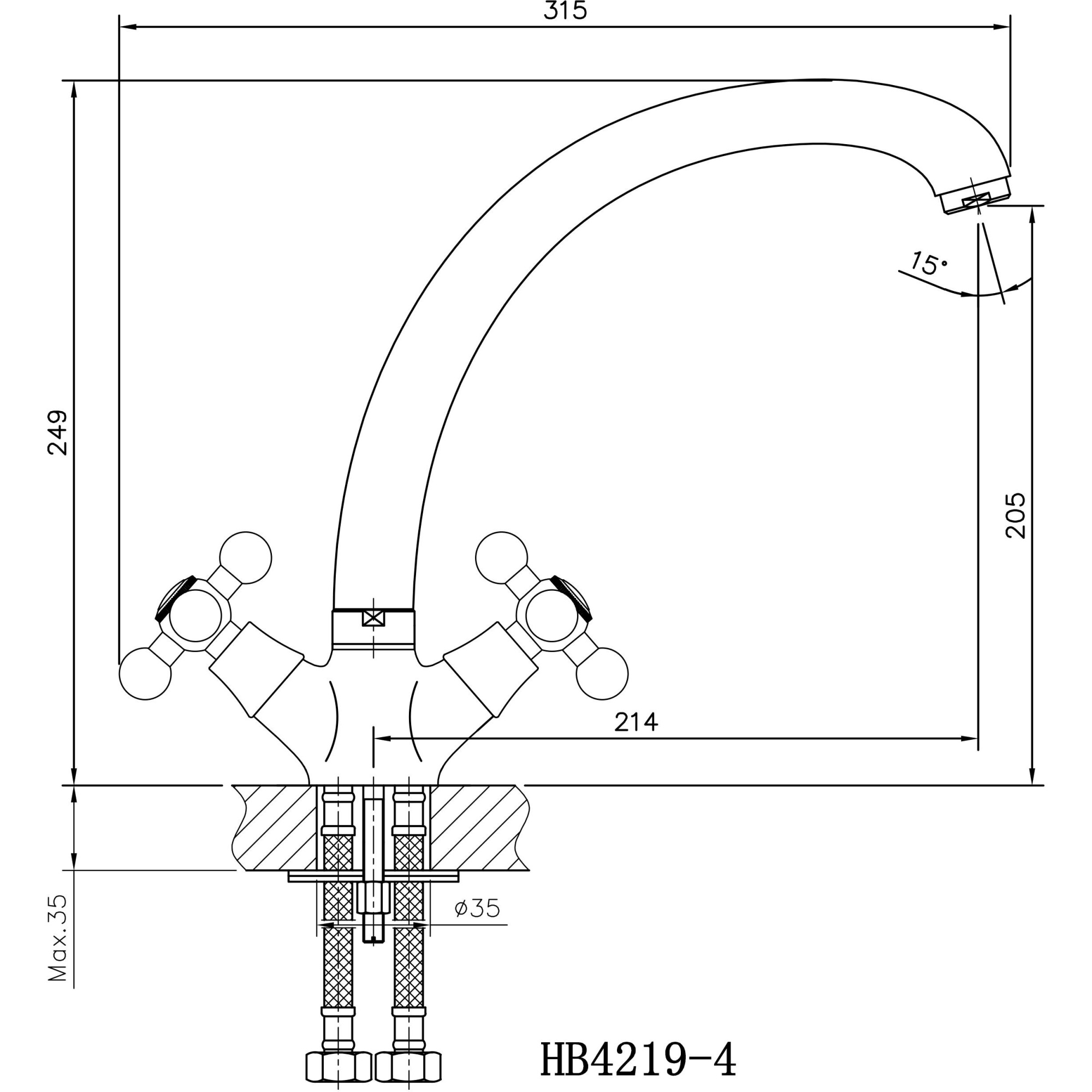 Смеситель для кухни Haiba HB4219-4