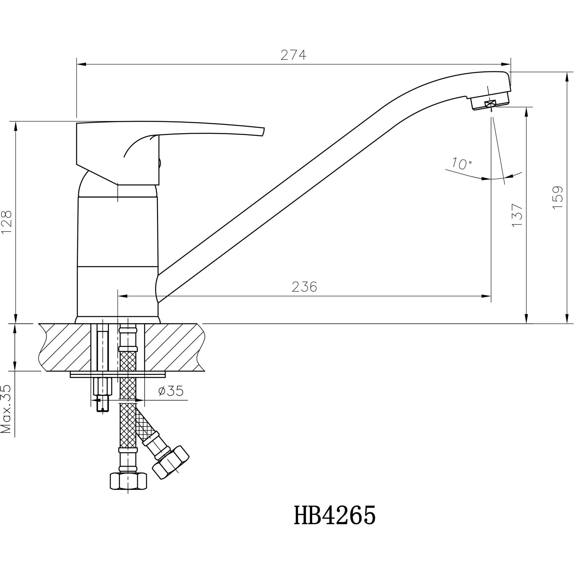 Смеситель для кухни Haiba HB4265