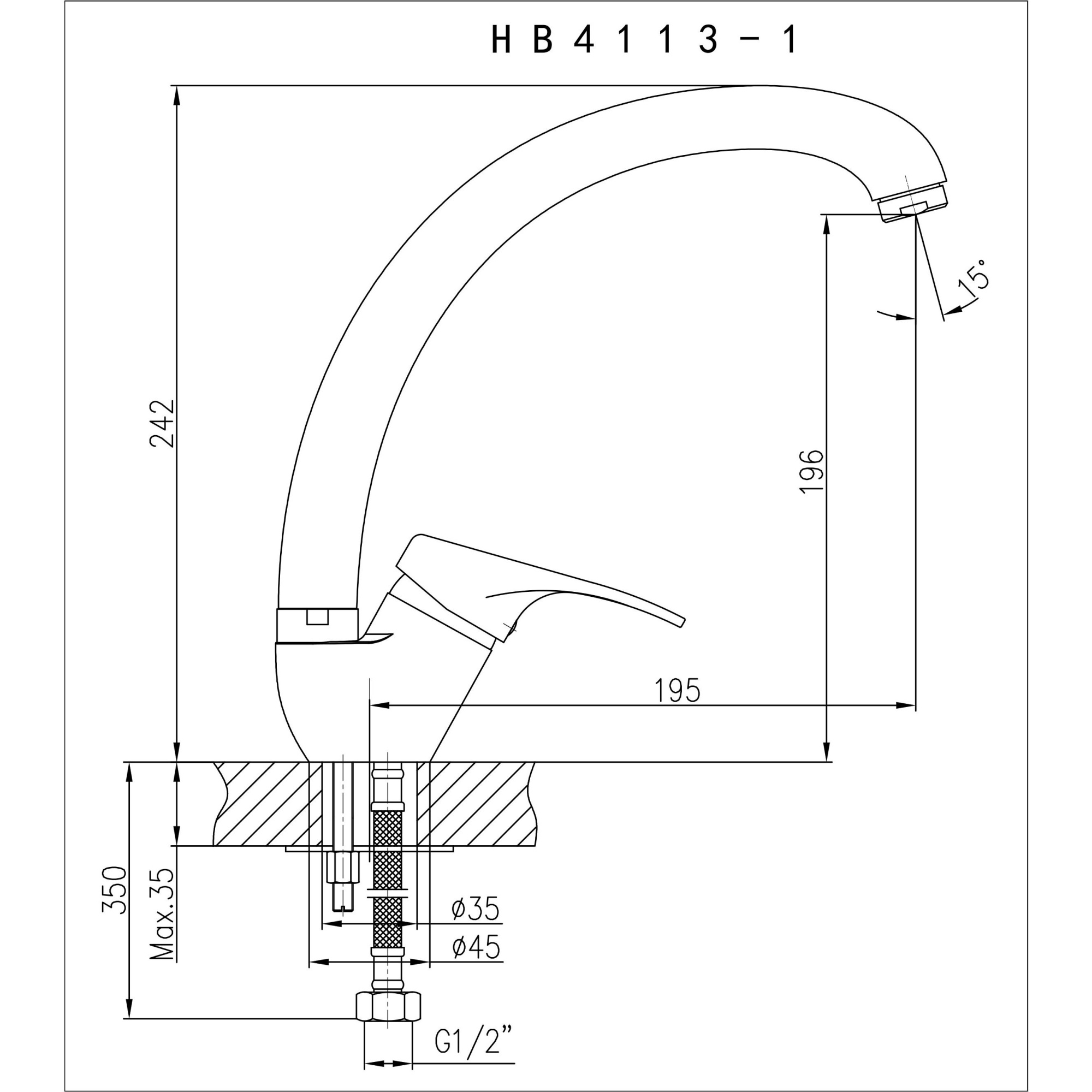Смеситель для кухни Haiba HB4113-1