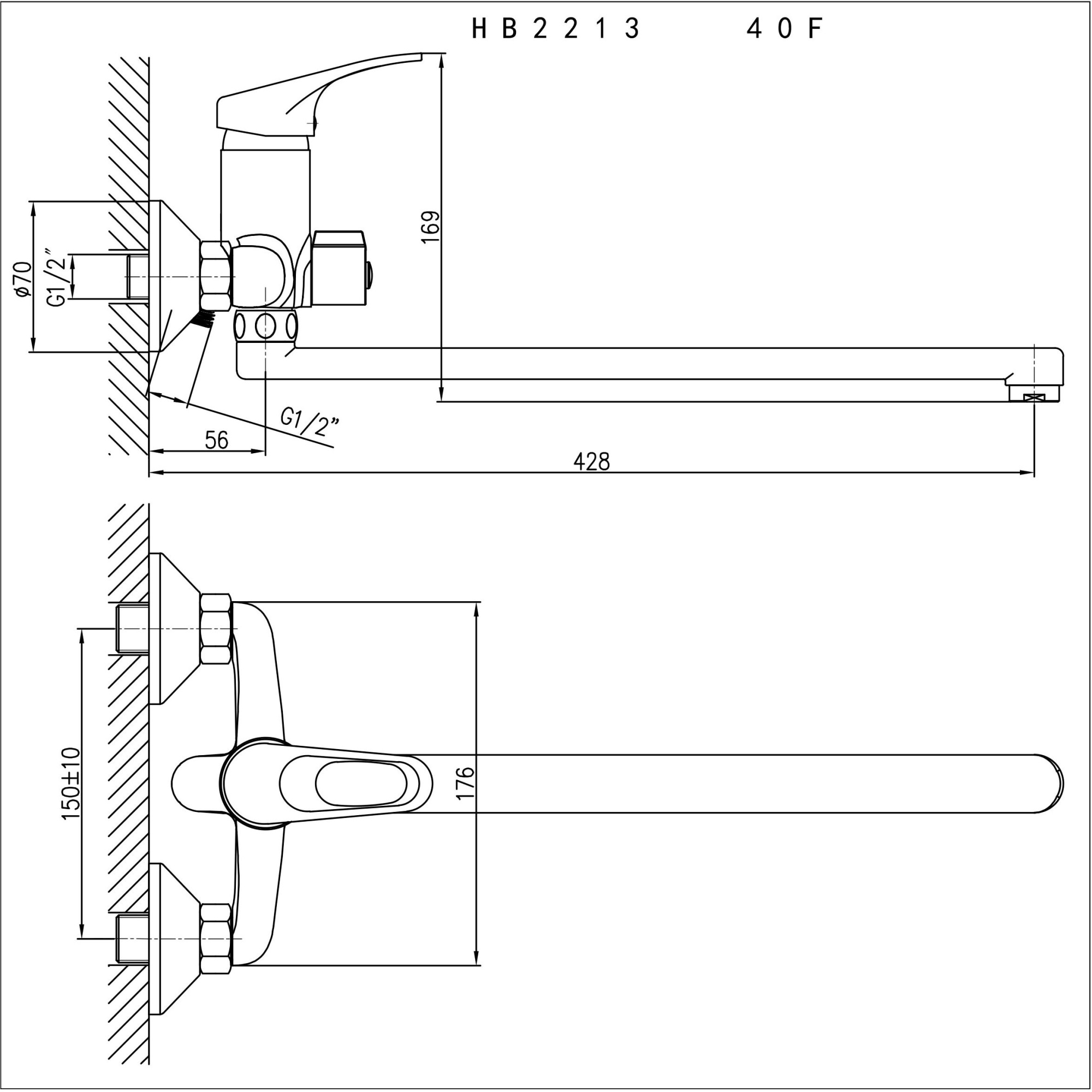 Смеситель для ванны с длинным изливом Haiba HB2213