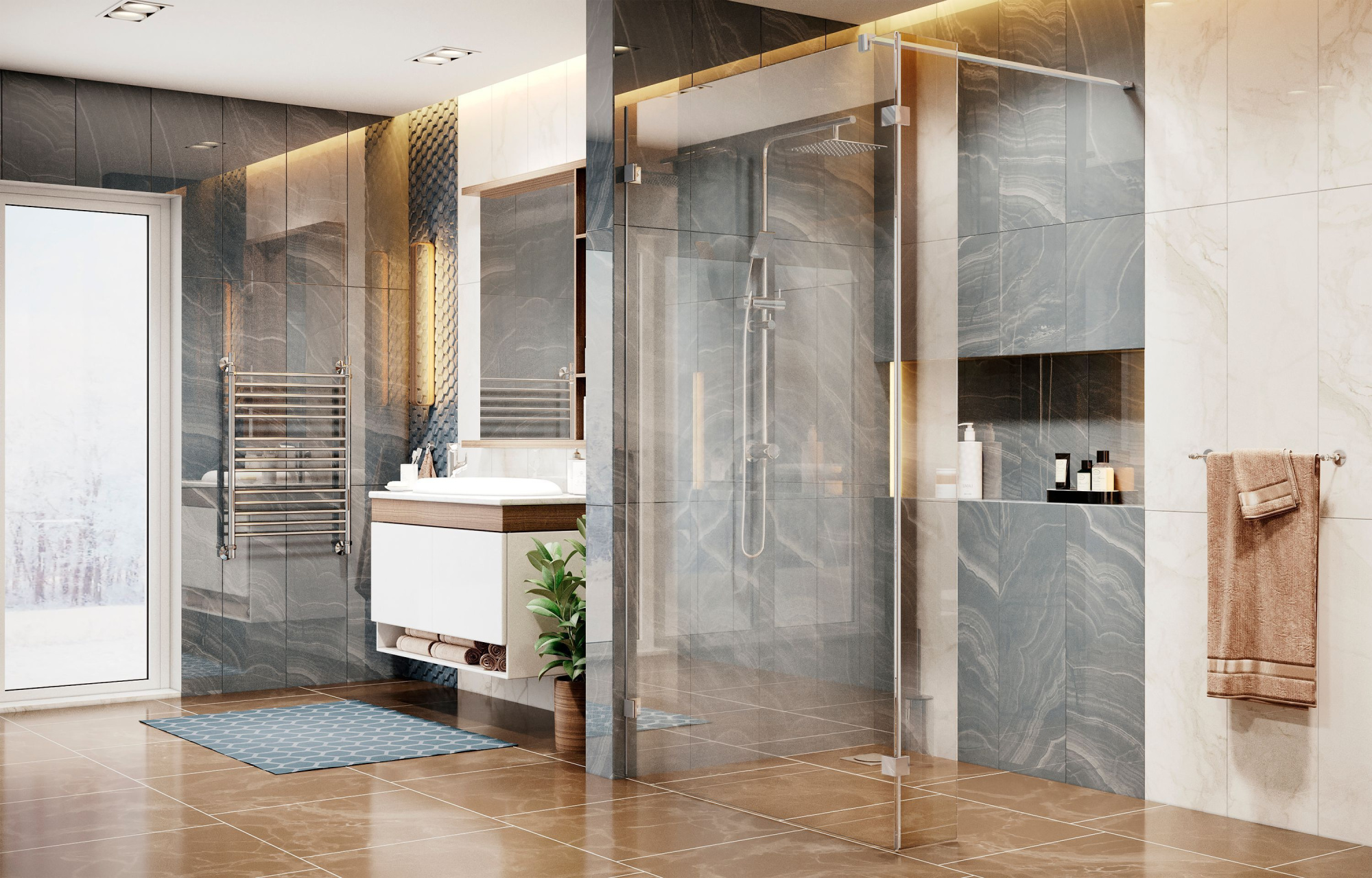 Душевое ограждение с неподвижной частью Ambassador Walk-in