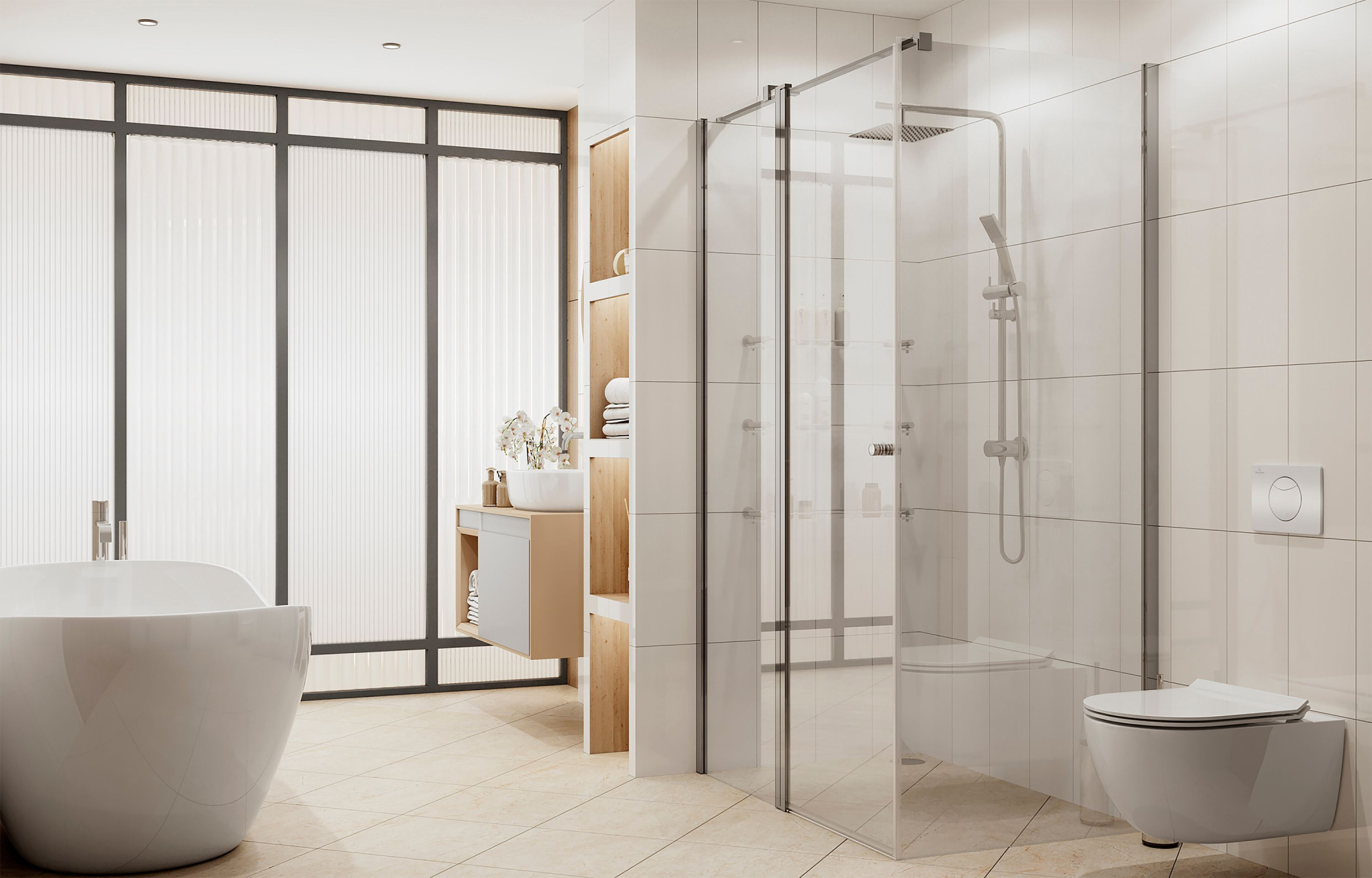 Прямоугольное душевое ограждение с распашной дверью Ambassador Nord