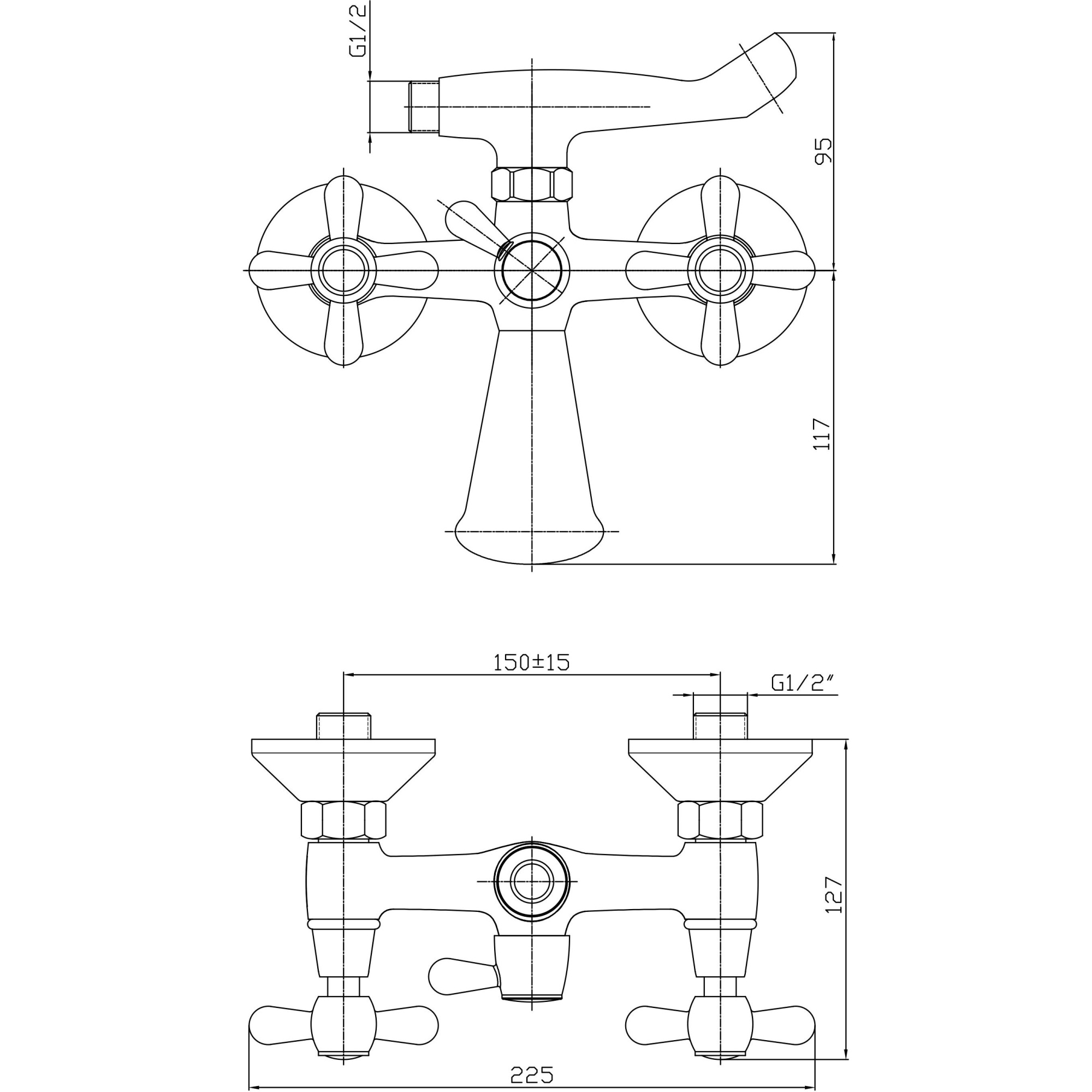 Смеситель для ванны короткий излив  Haiba HB3125