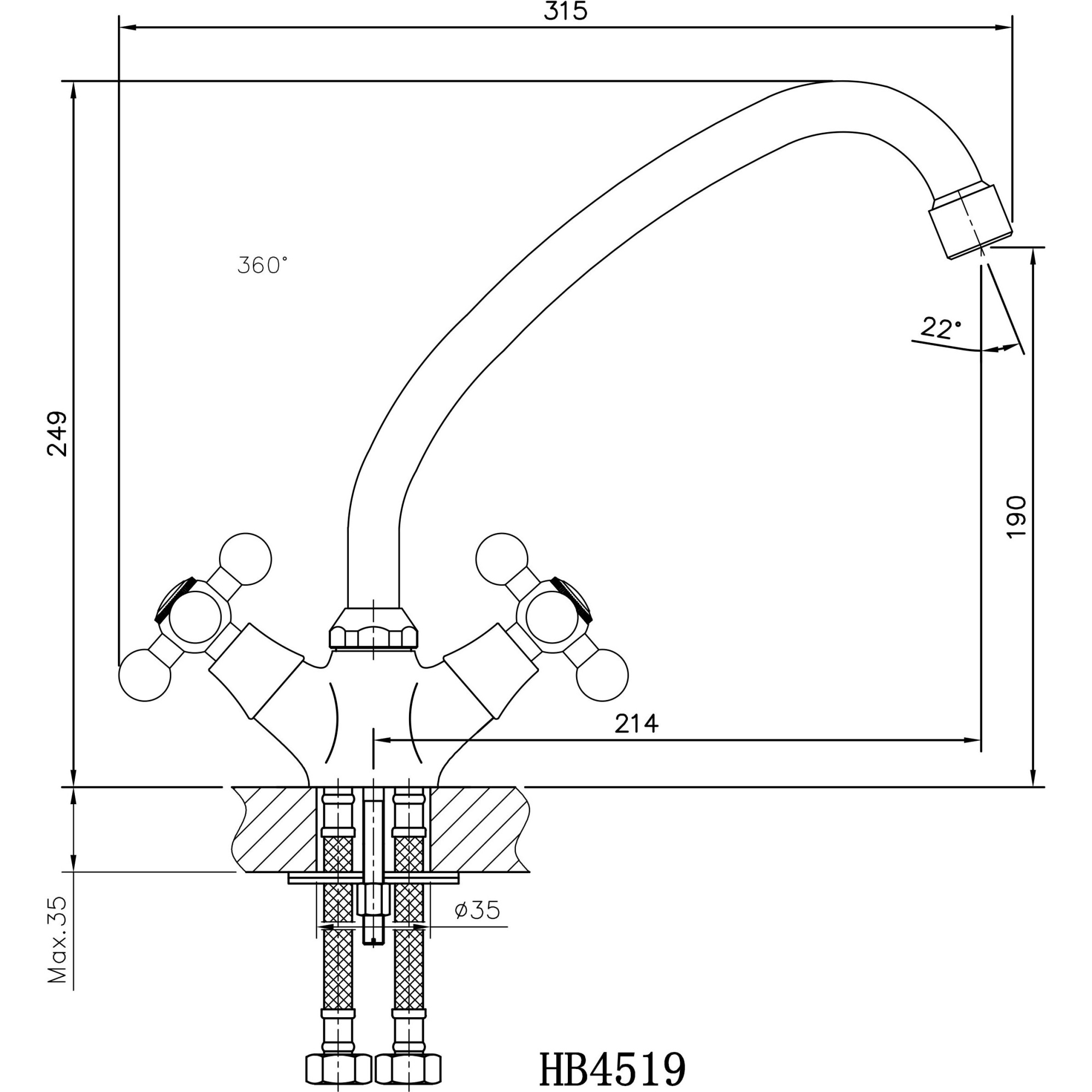 Смеситель для раковины Haiba HB4516