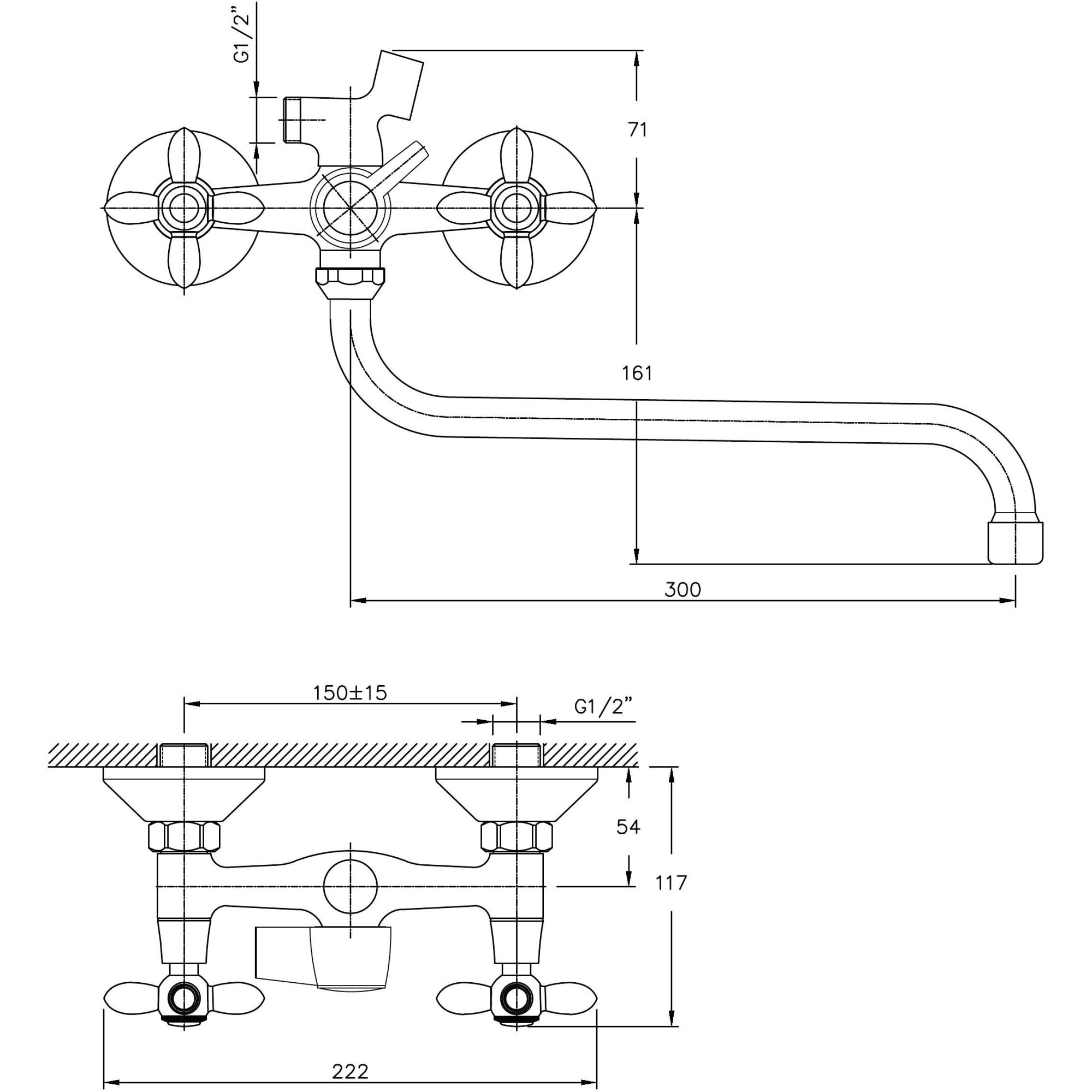 Смеситель для ванны с длинным изливом Haiba HB2227-2