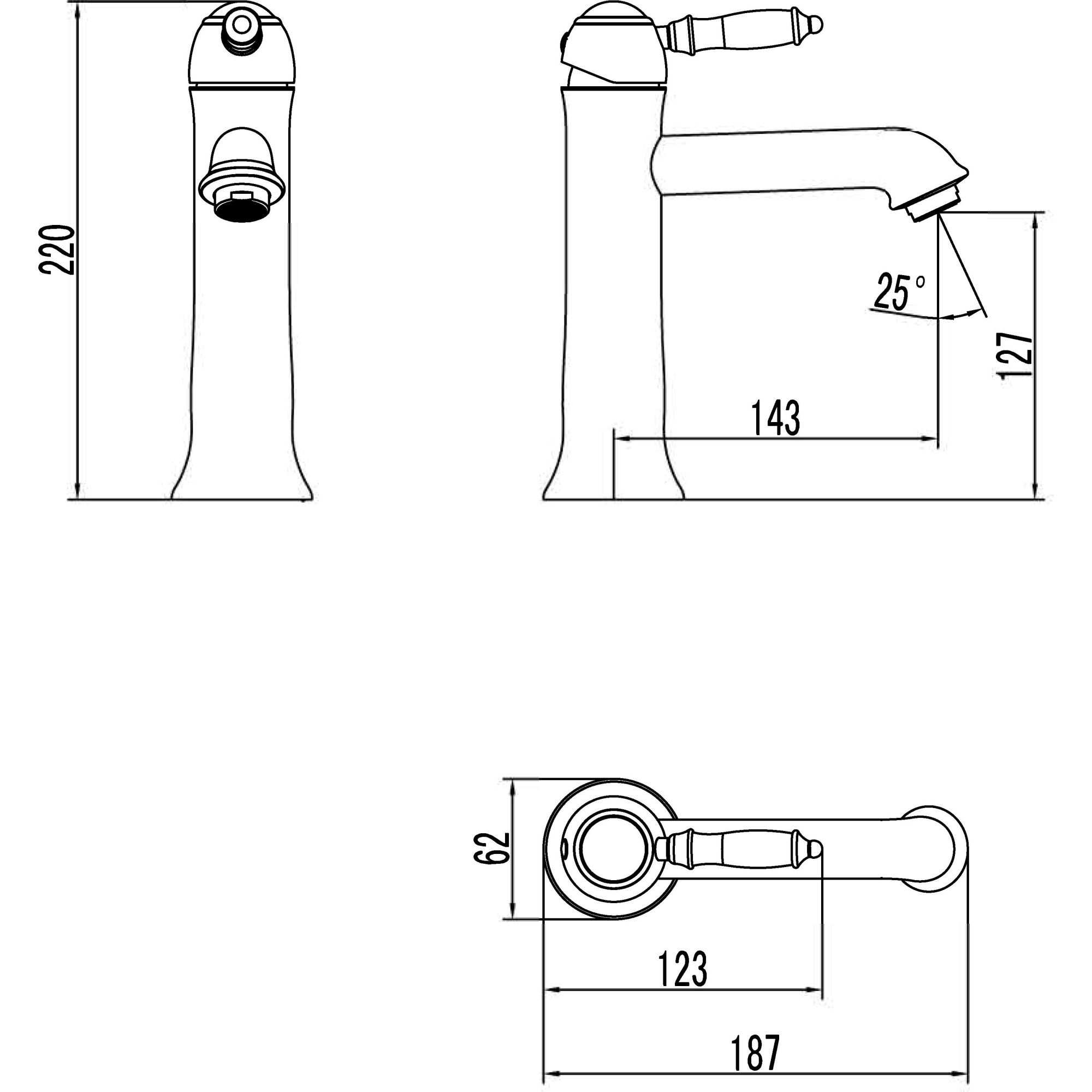 Смеситель для умывальника средний монолитный с донным клапаном Lemark Villa, LM4837B