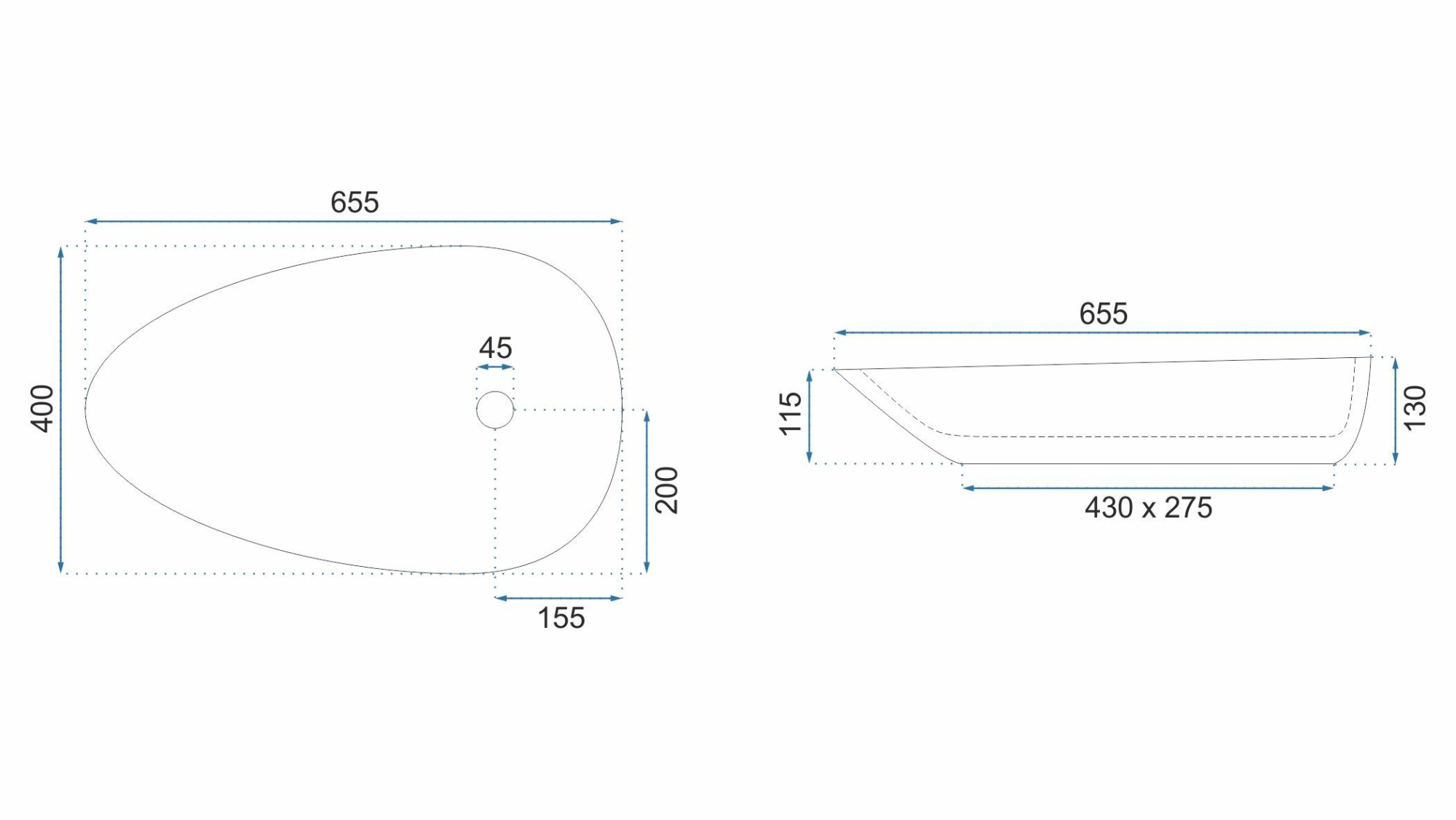 Умывальник Rea Greta 65.5x40, REA-U8537