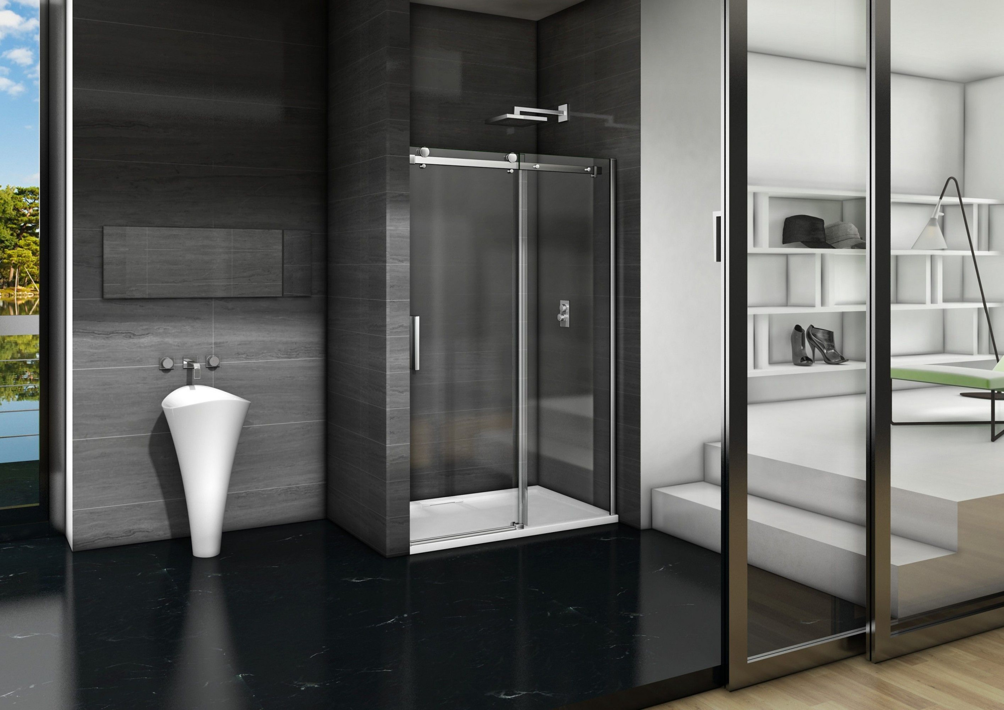 Душевая дверь Good Door Galaxy Black WTW-170-C-B, ГЛ00030