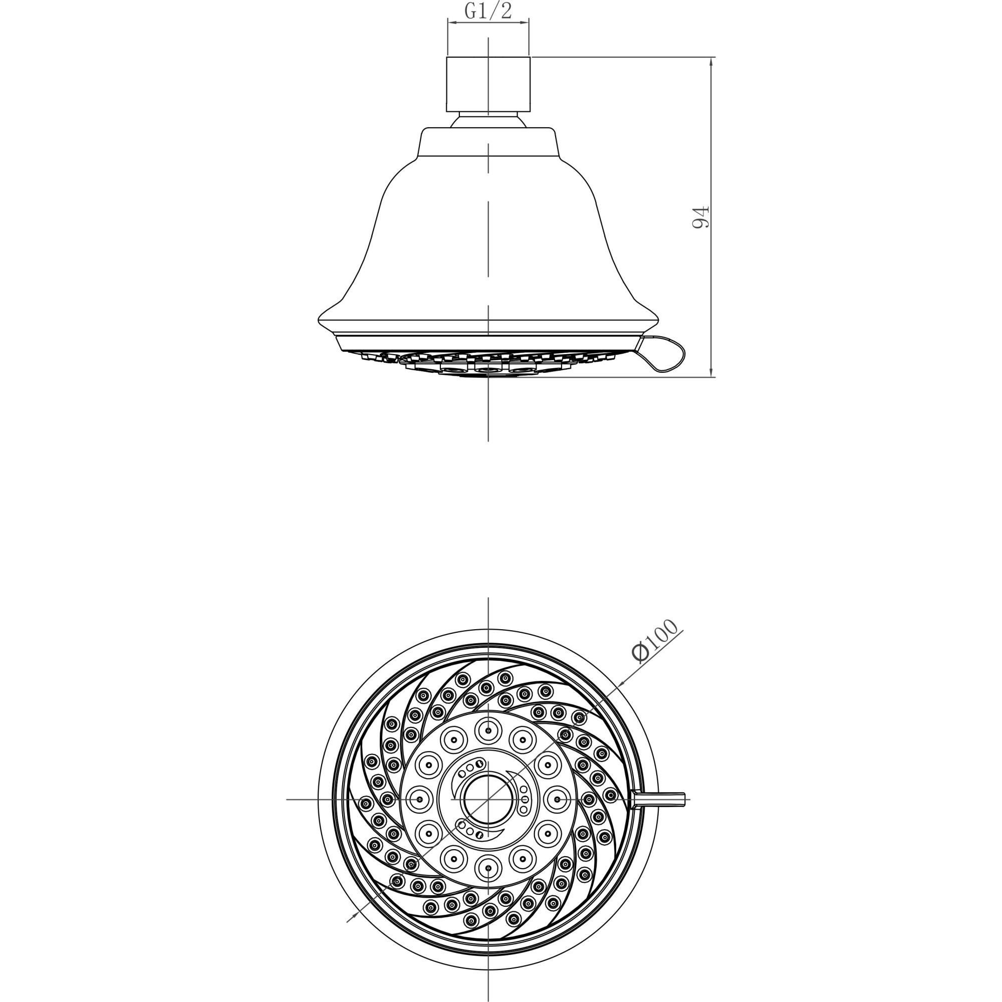 Лейка душевая верхняя круглая 5-функциональная d 100 мм Lemark, LM8040C