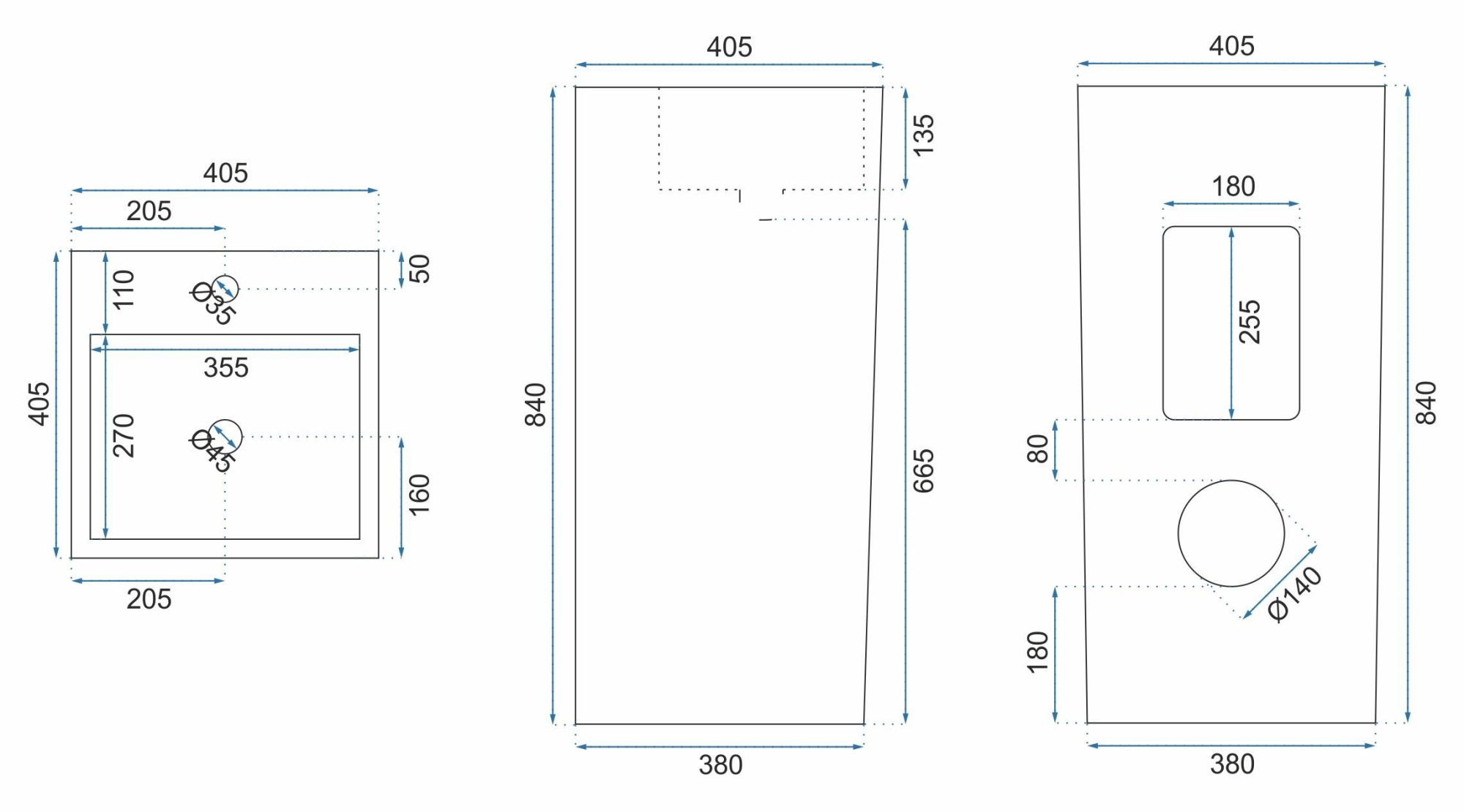Умывальник Rea Mia Black 40x40, REA-U6656