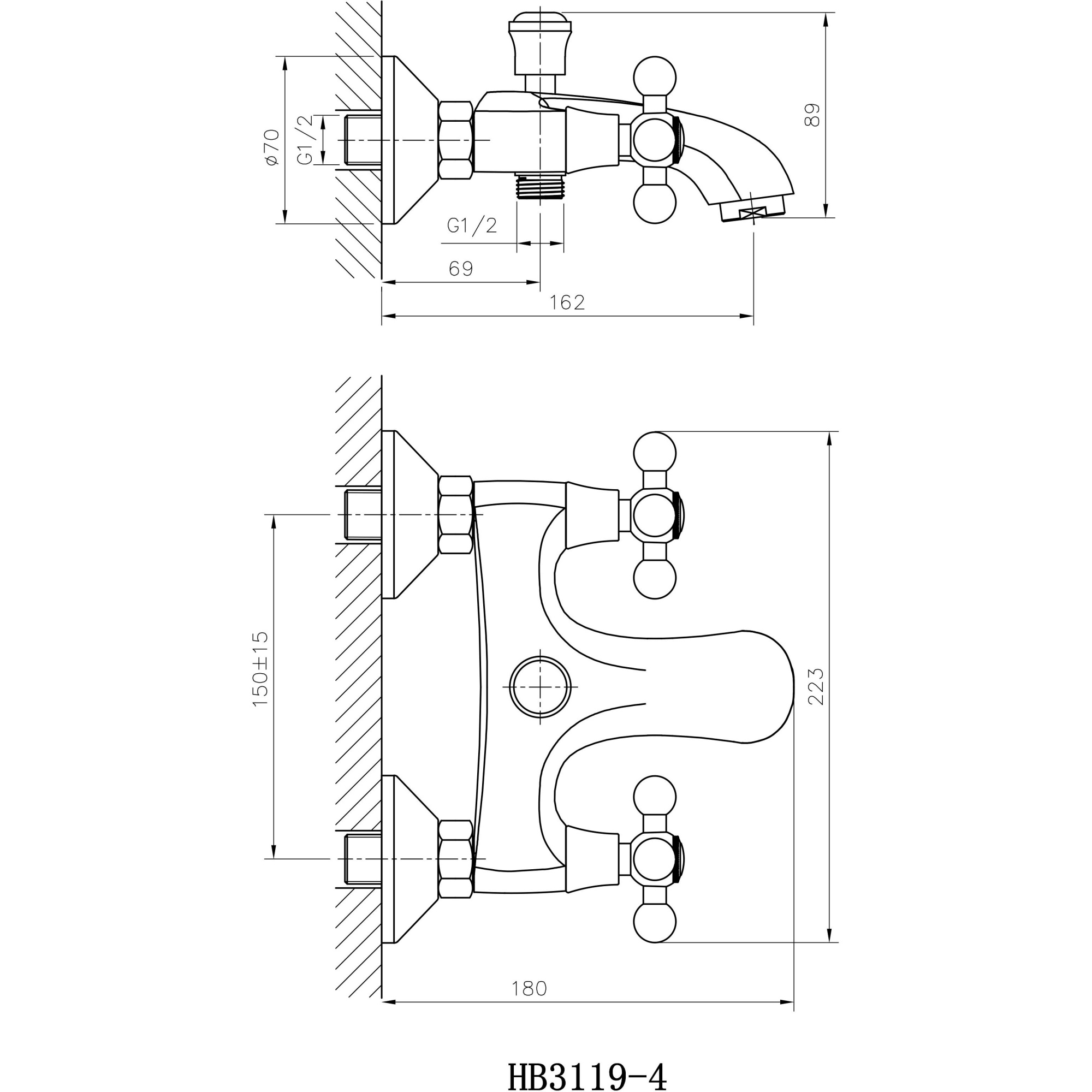 Смеситель для ванны Haiba HB3119-4