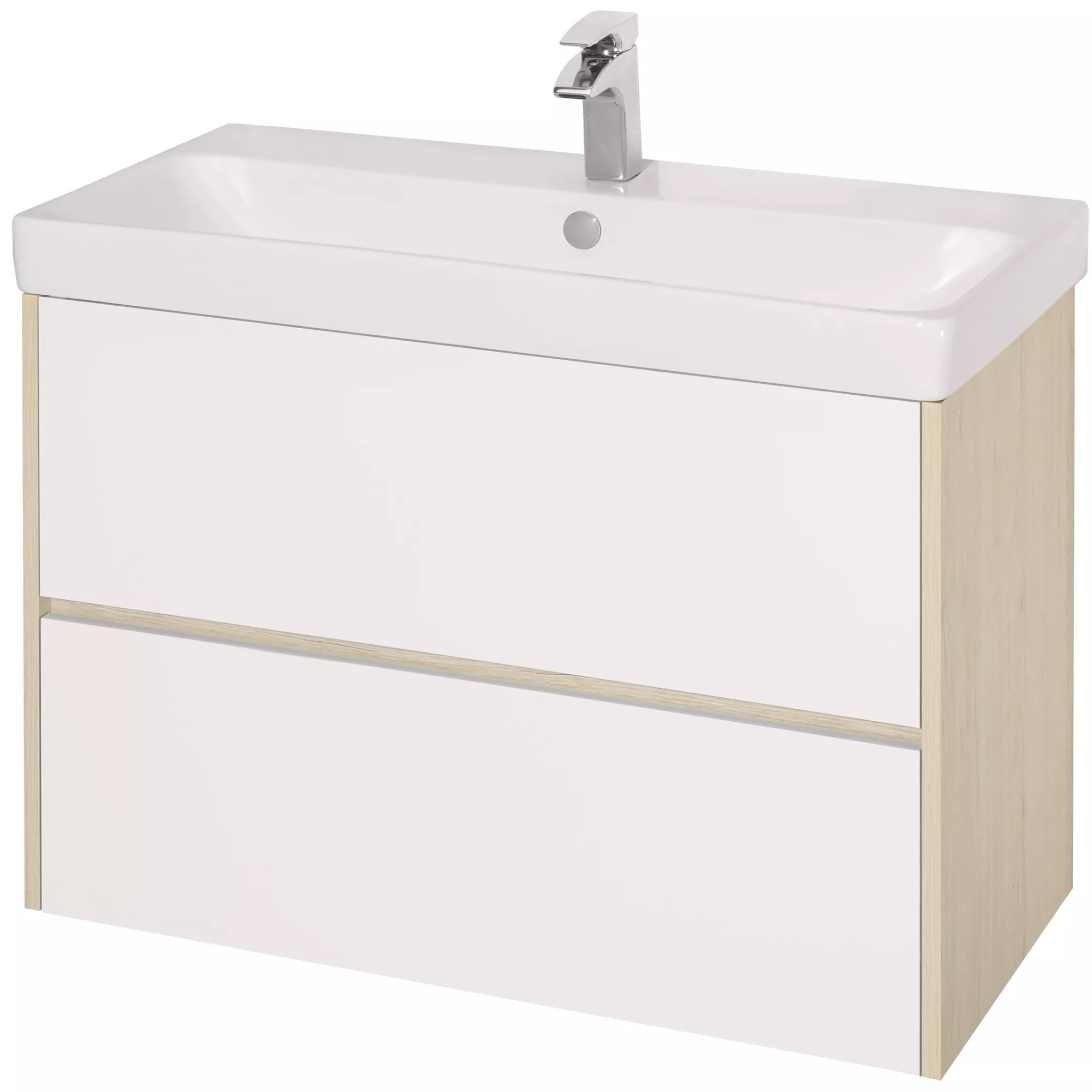 Тумба-умывальник Акватон Сканди 90 белый/дуб верона, 1A2519K0SDB20