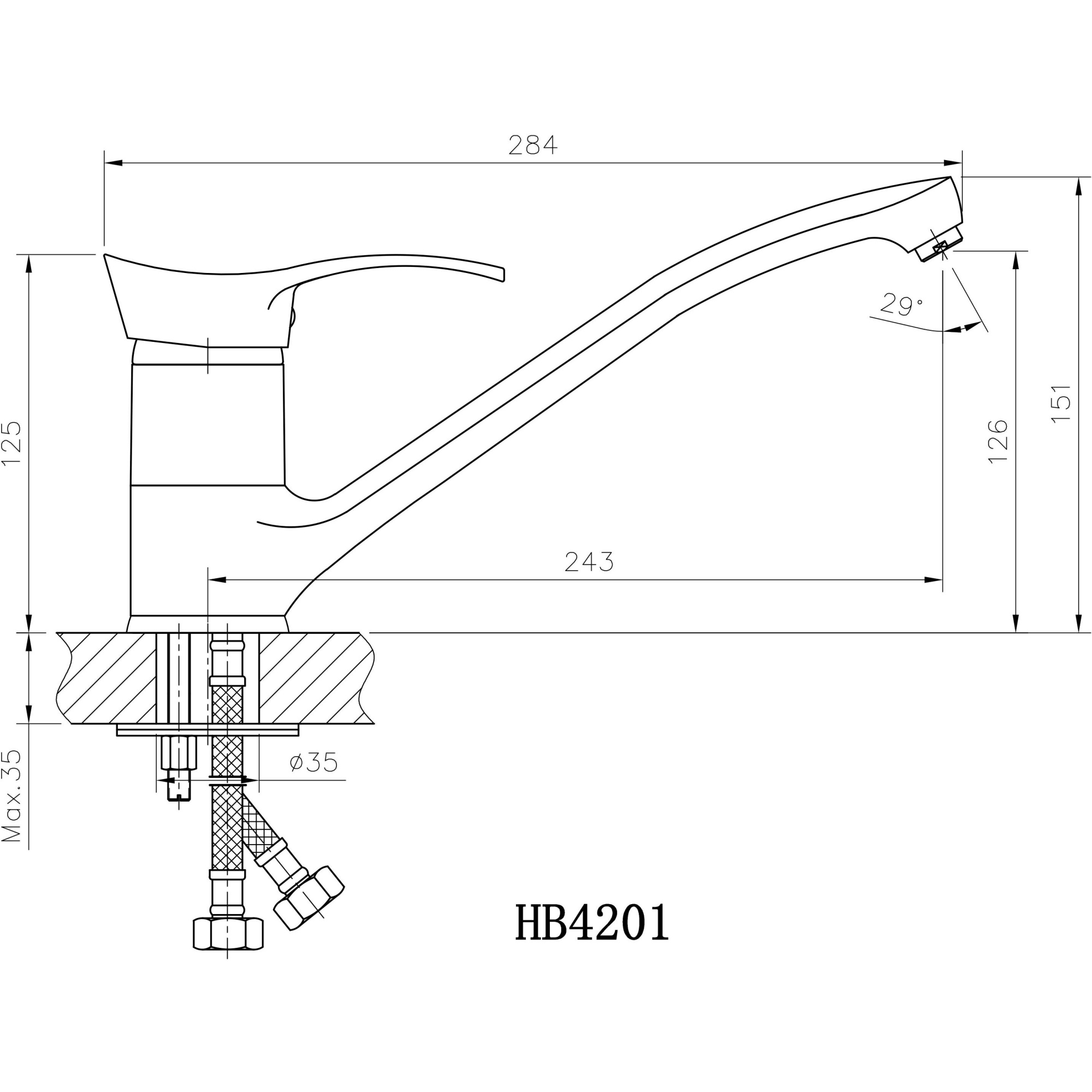 Смеситель для кухни Haiba HB4201
