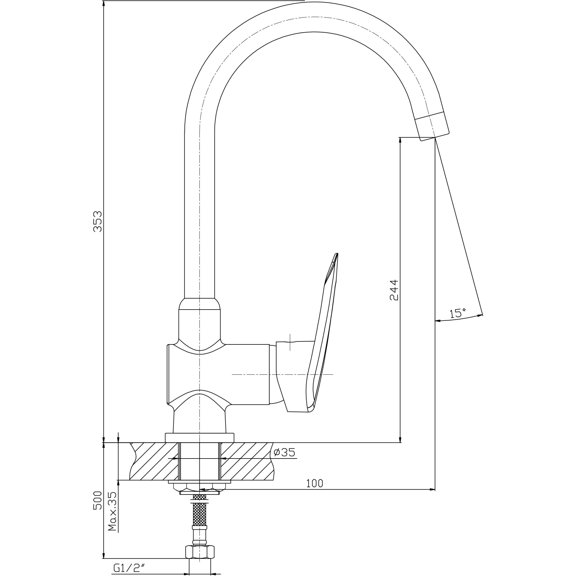 Смеситель для кухни Haiba HB4007