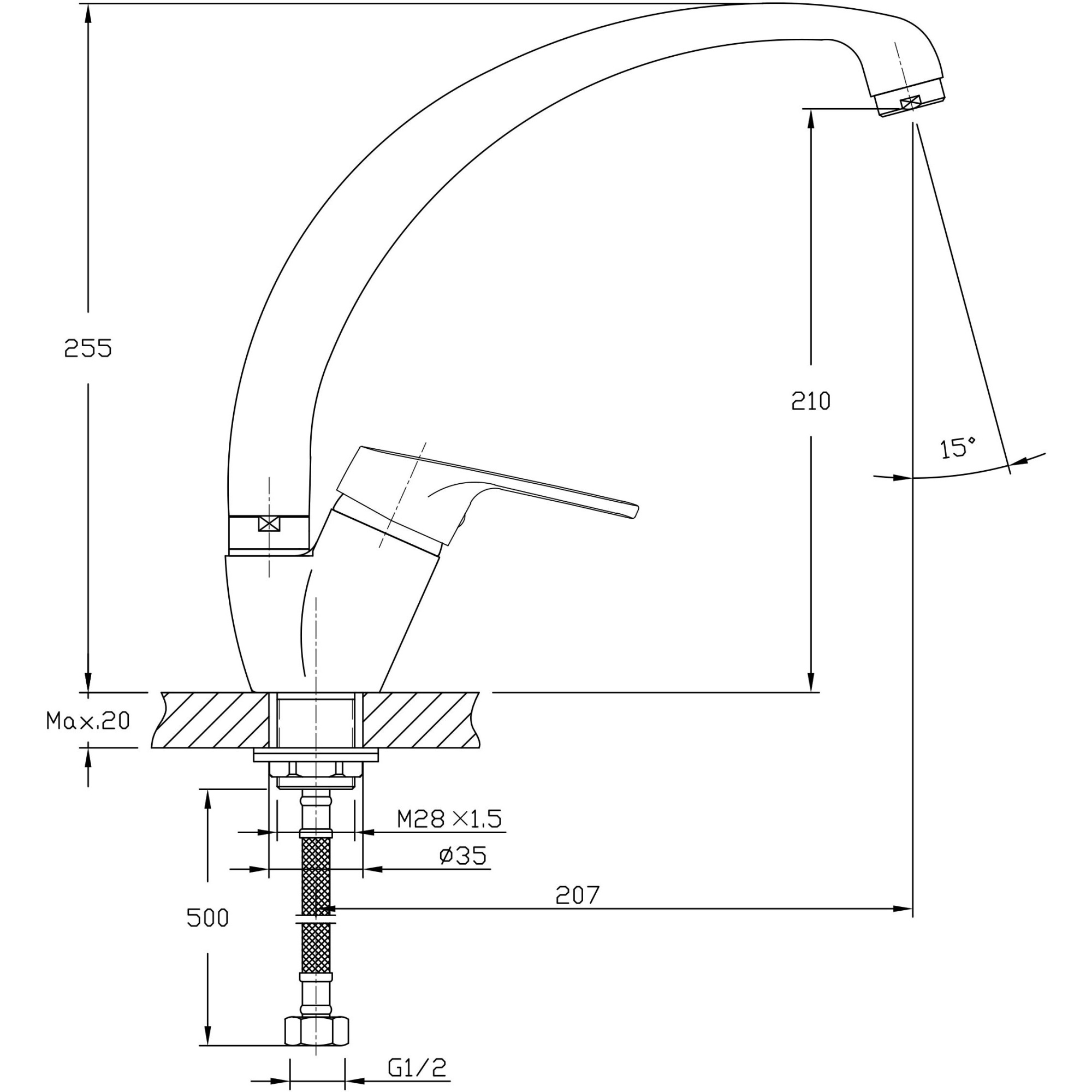 Смеситель для кухни Haiba HB4116-2