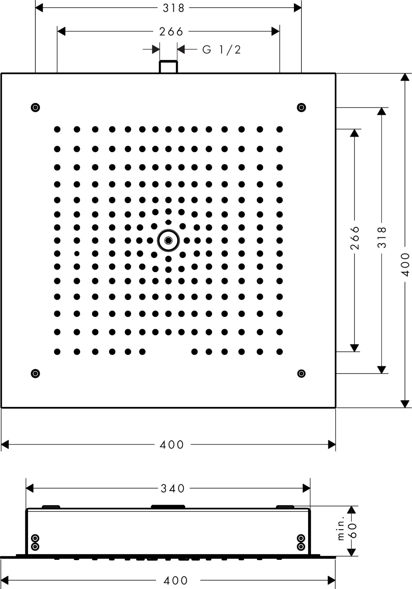 Верхний душ Hansgrohe Raindance E 400, 26252000