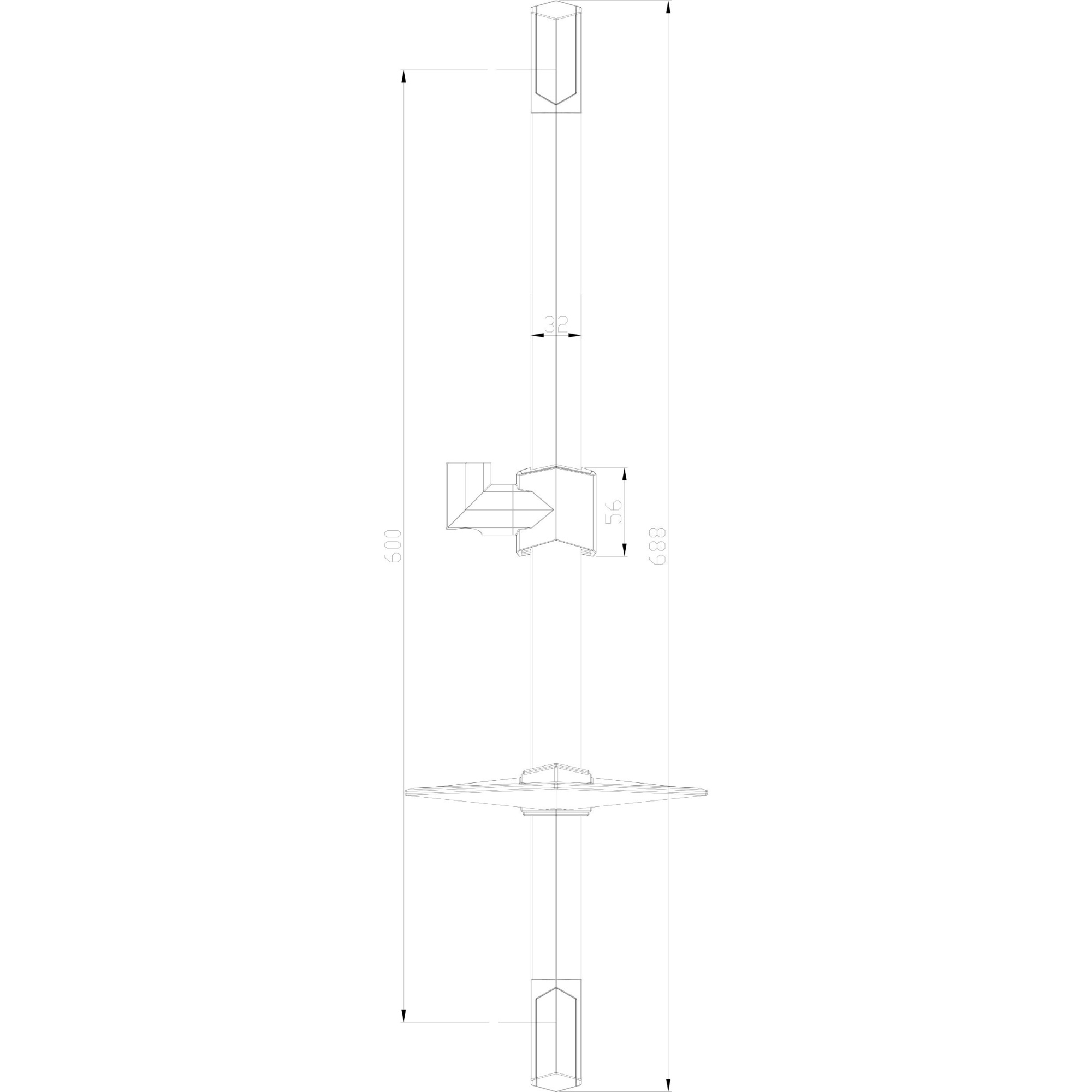 Стойка душевая 685 мм с шестиугольной мыльницей Lemark, LM8066C