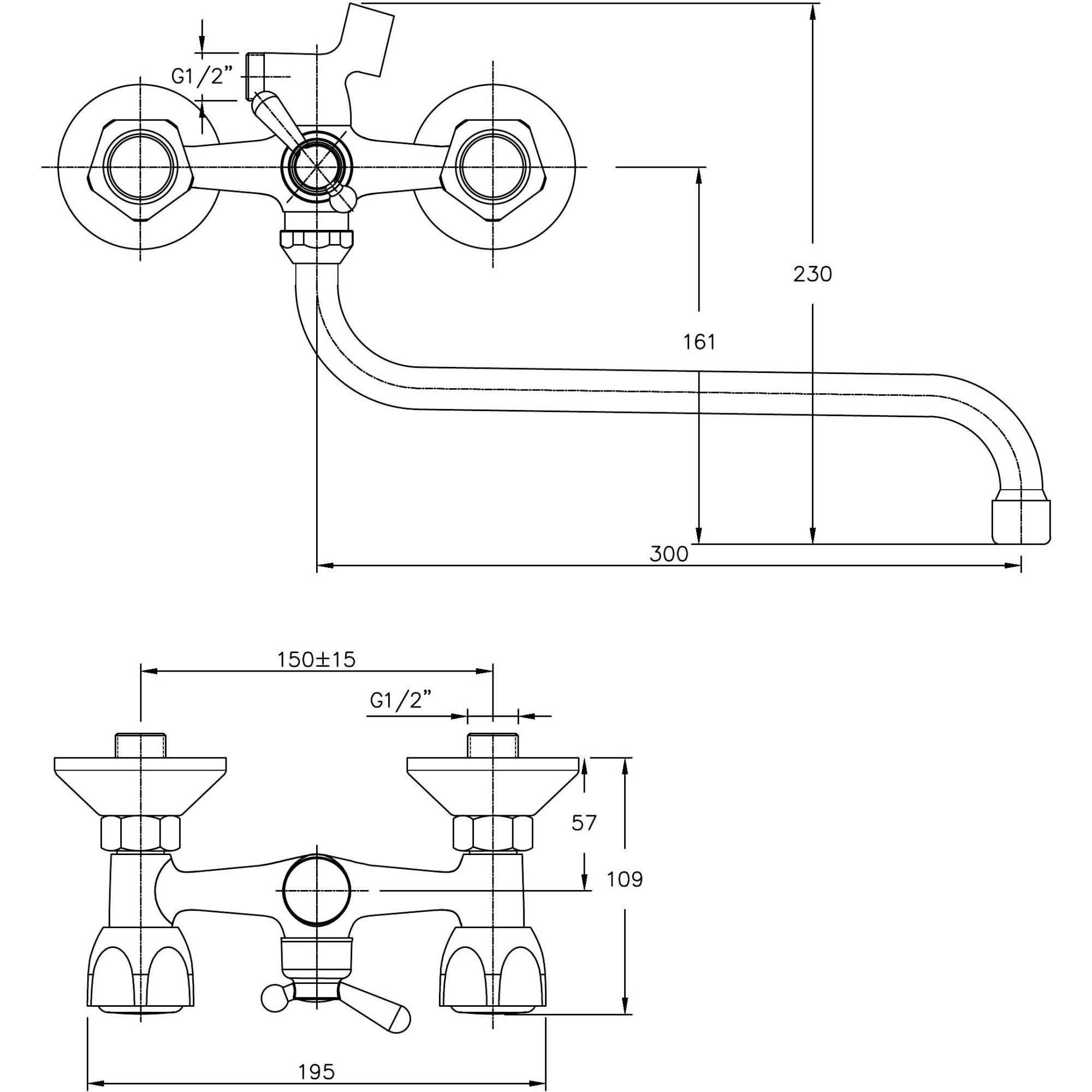Смеситель для ванны с длинным изливом Haiba HB2209