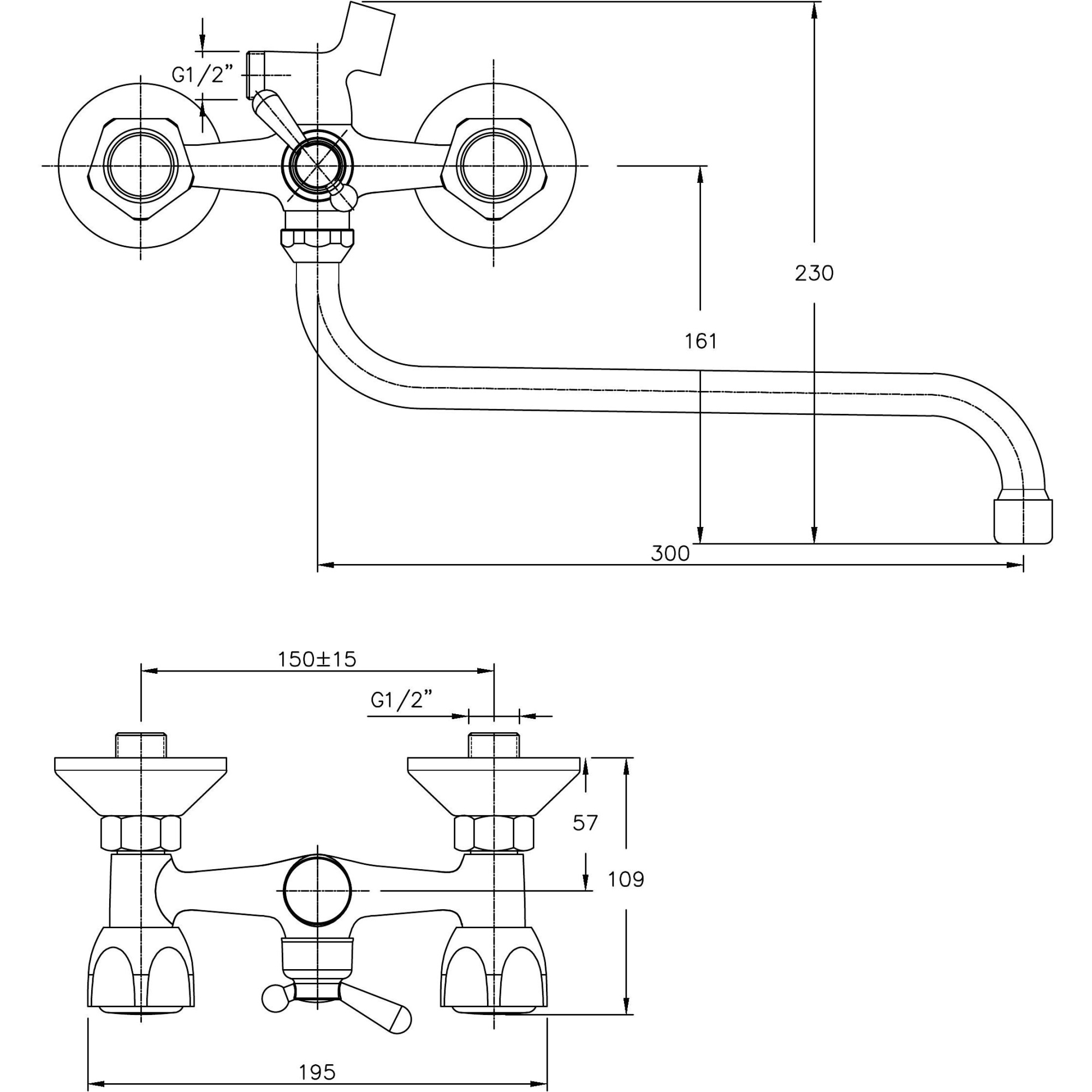 Смеситель для ванны с длинным изливом Haiba HB2226