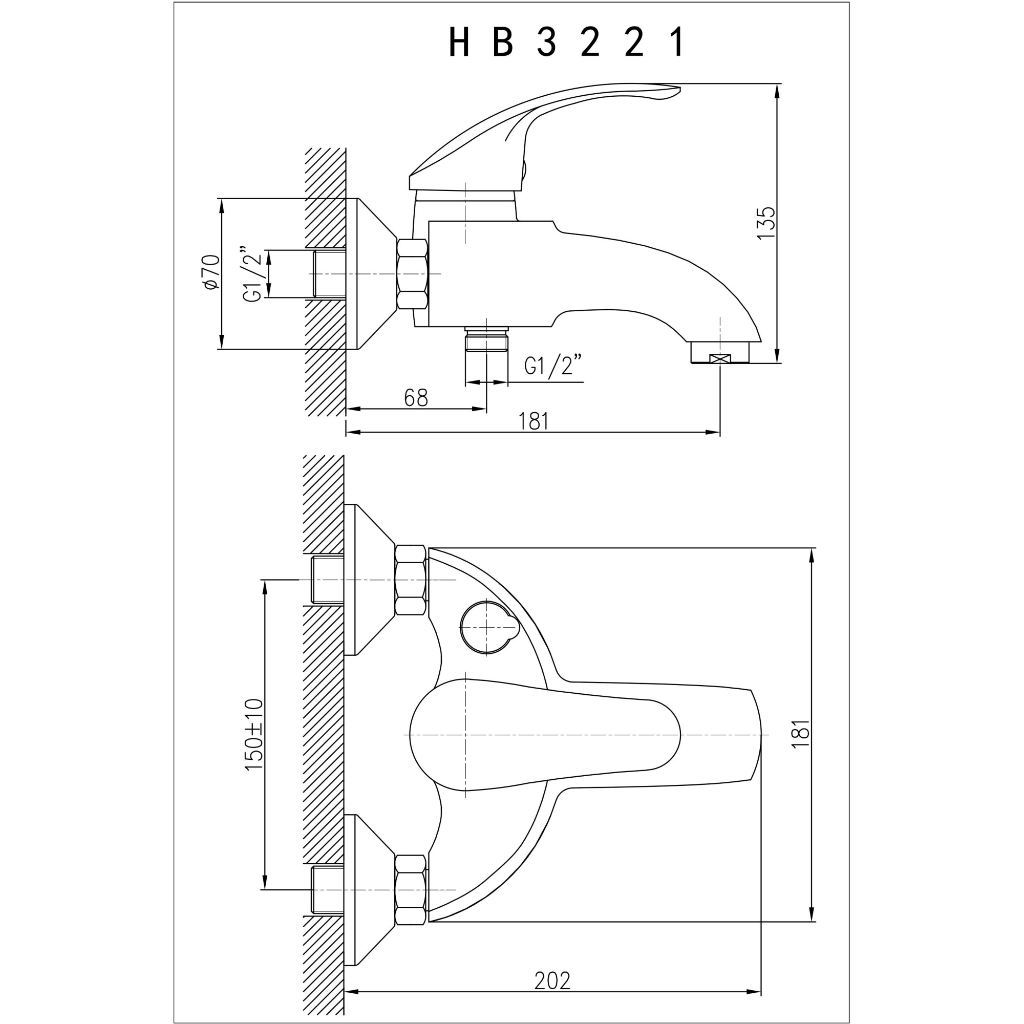 Смеситель для ванны с коротким изливом Haiba HB3221