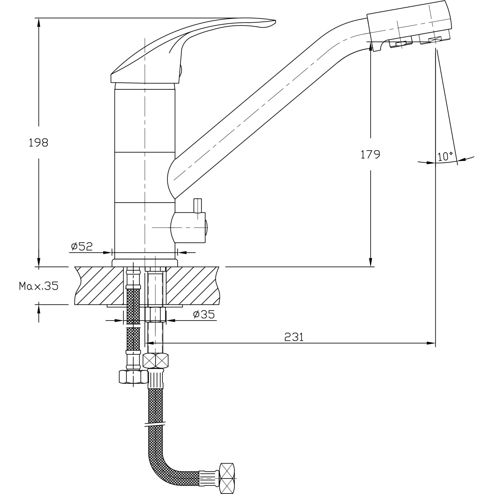 Смеситель для кухни с подключением фильтра питьевой воды Haiba HB4321