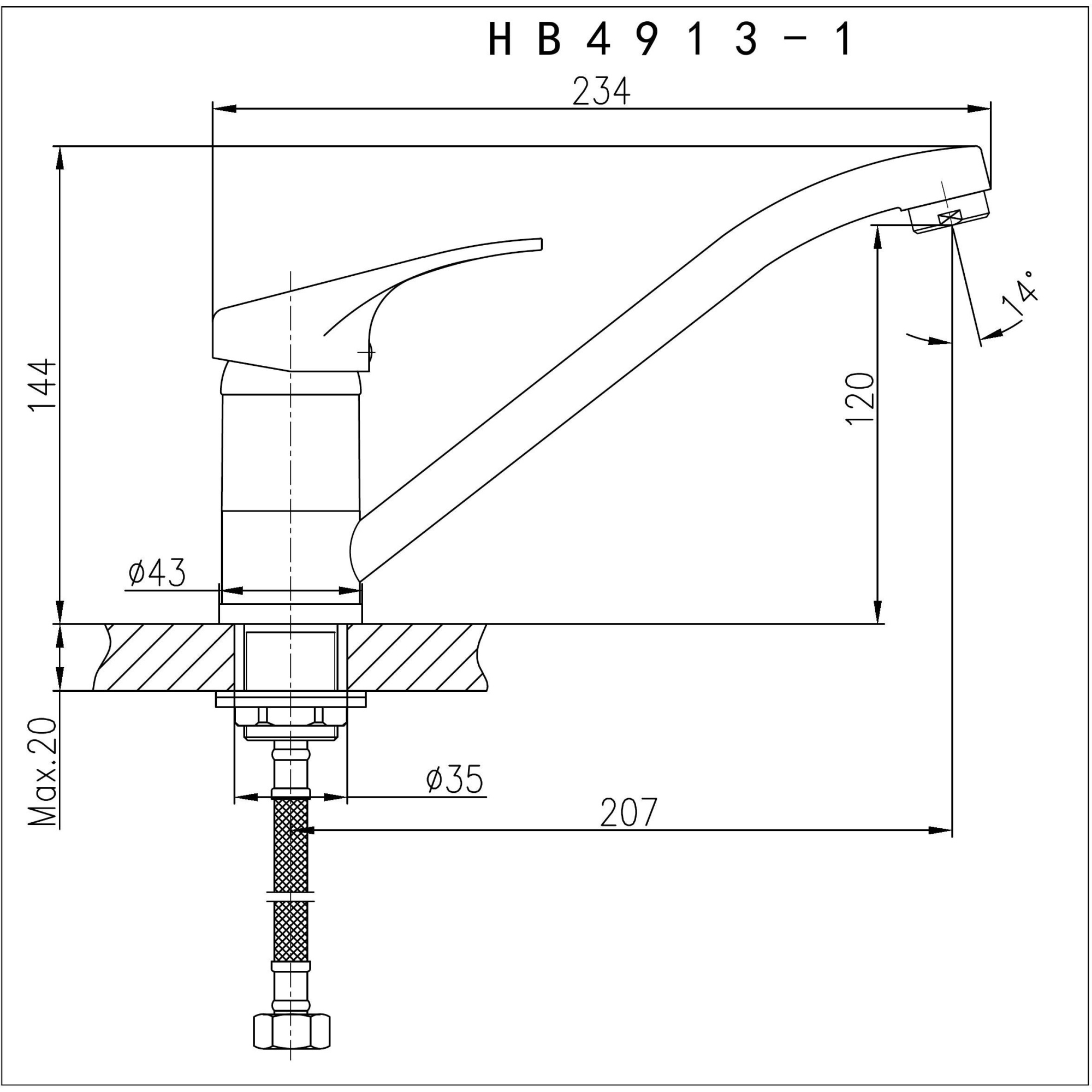 Смеситель для кухни Haiba HB4913-1