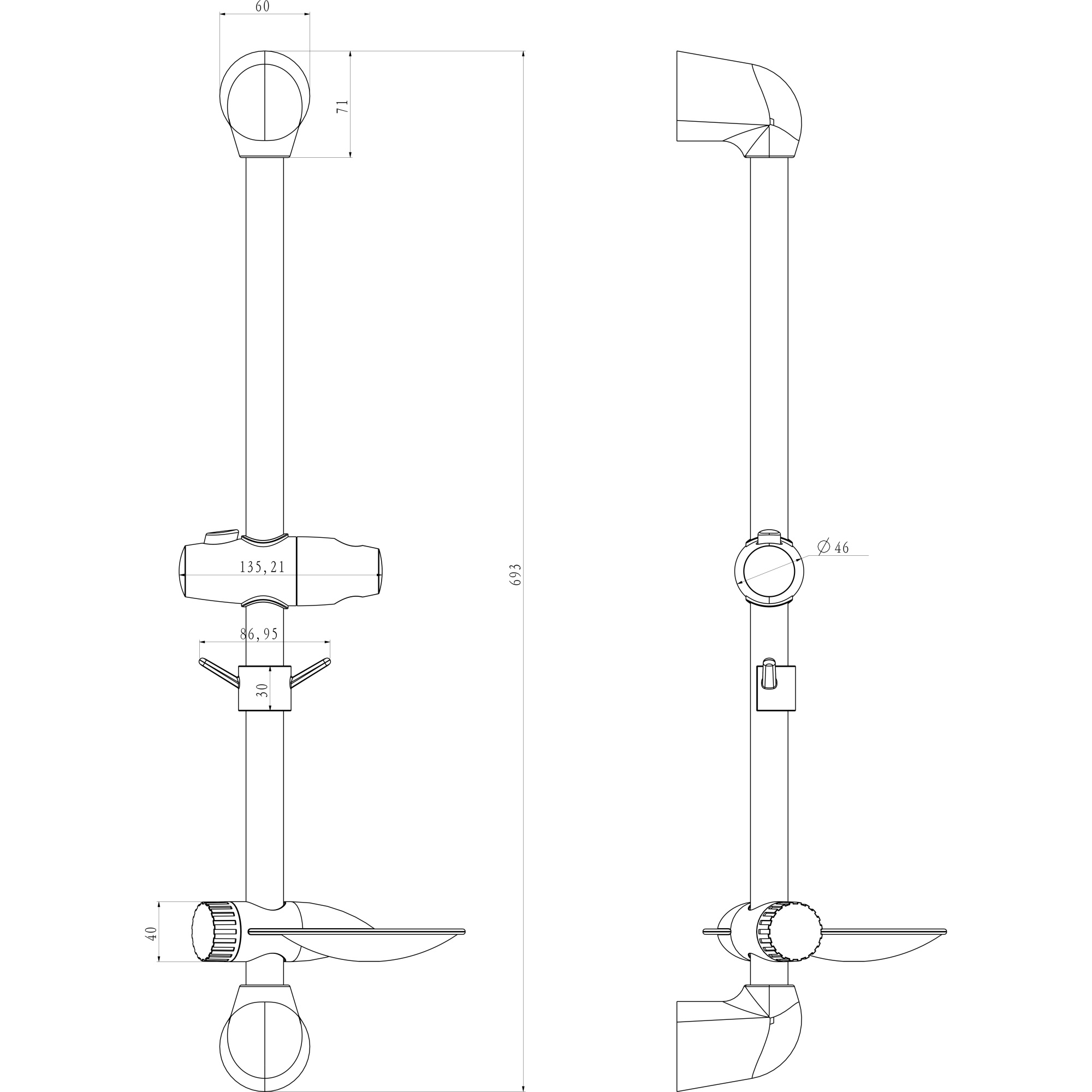 Стойка душевая 693 мм с мыльницей круглой Lemark, LM8065C