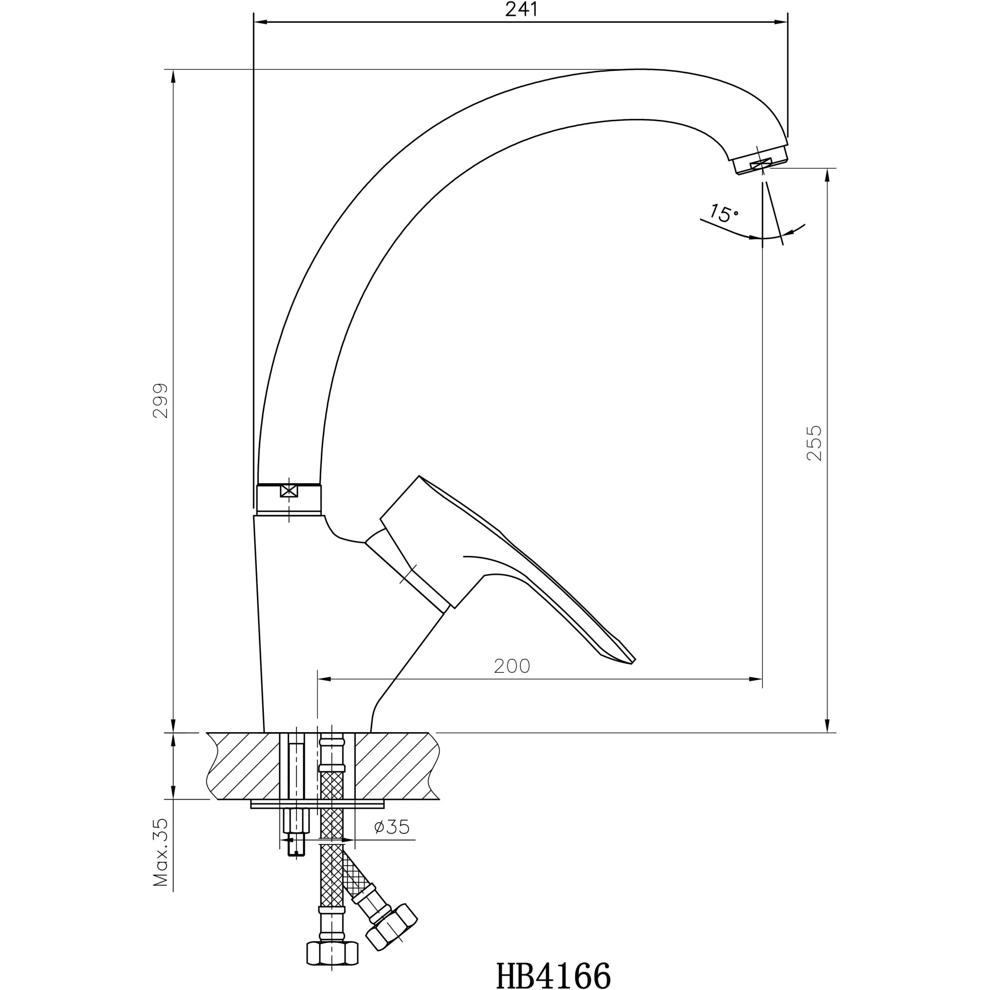 Смеситель для кухни Haiba HB4166
