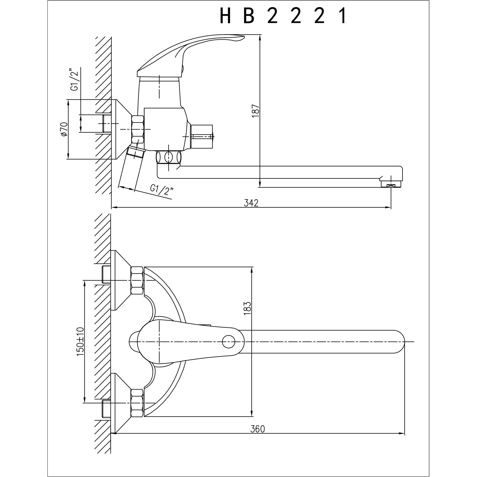 Смеситель для ванны с длинным изливом Haiba HB2221