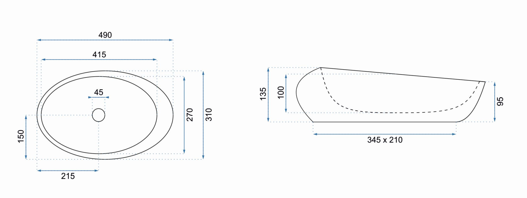 Умывальник Rea Roxy A Stone D.Grey 49x31, REA-U6649